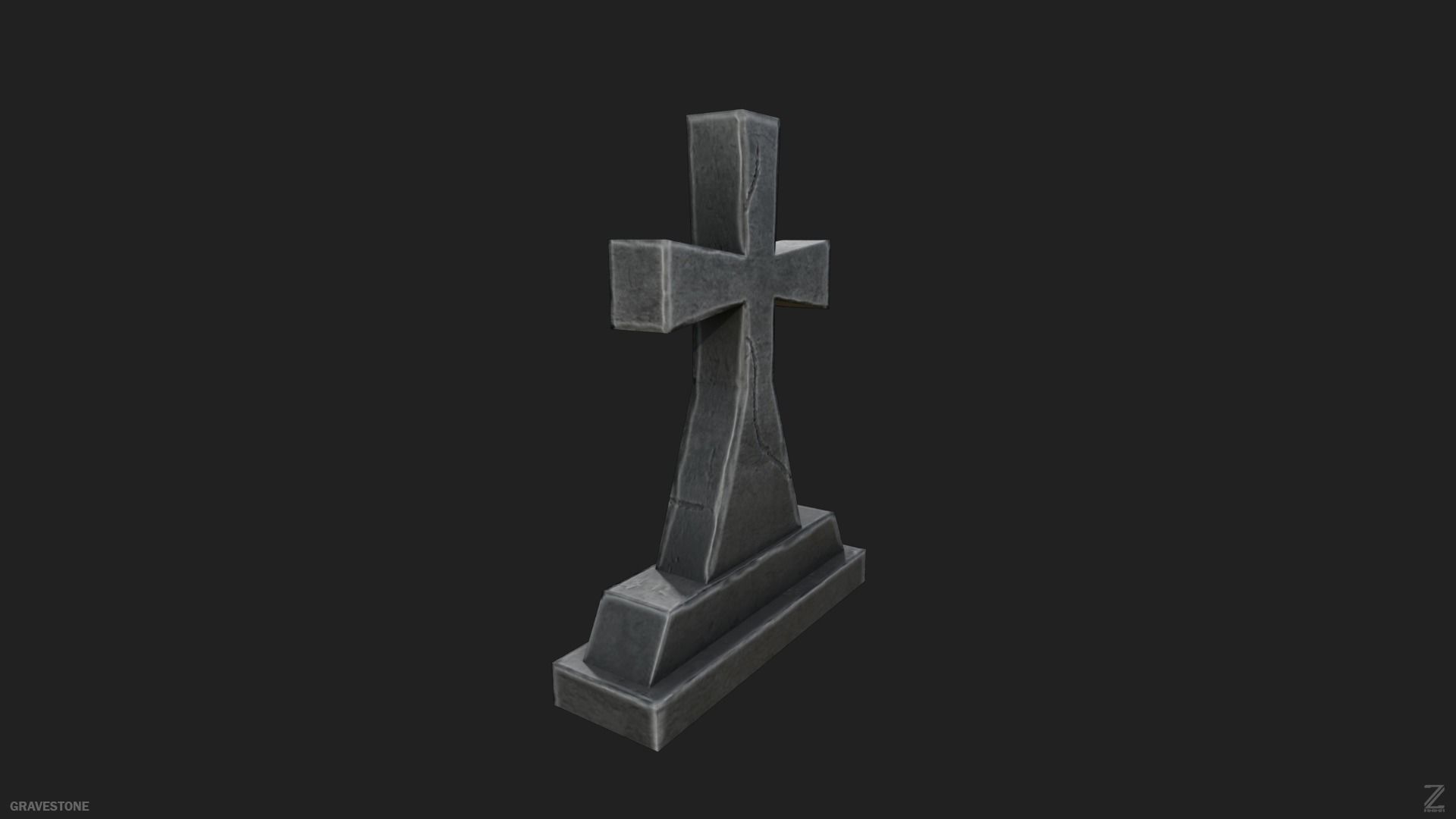Gravestone  Low-poly 3D model_4