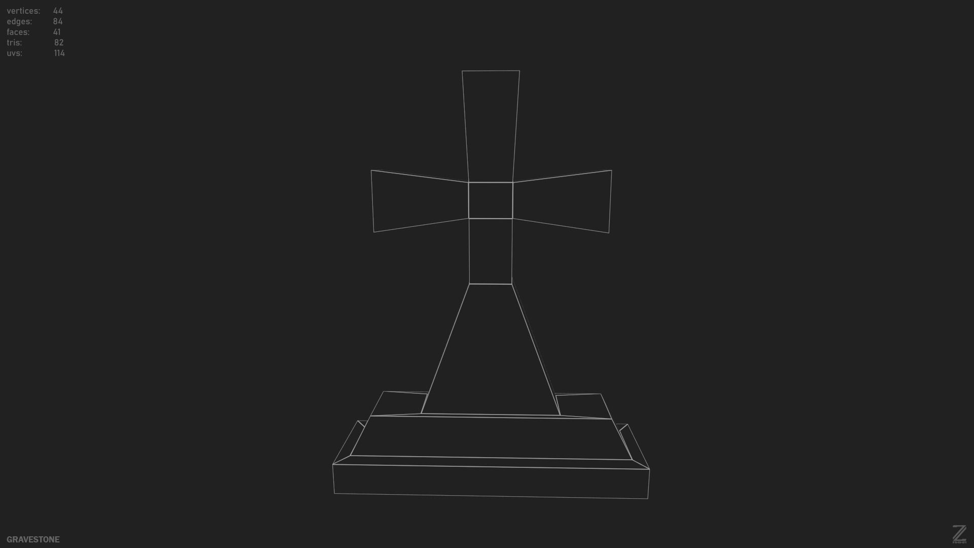 Gravestone  Low-poly 3D model_15