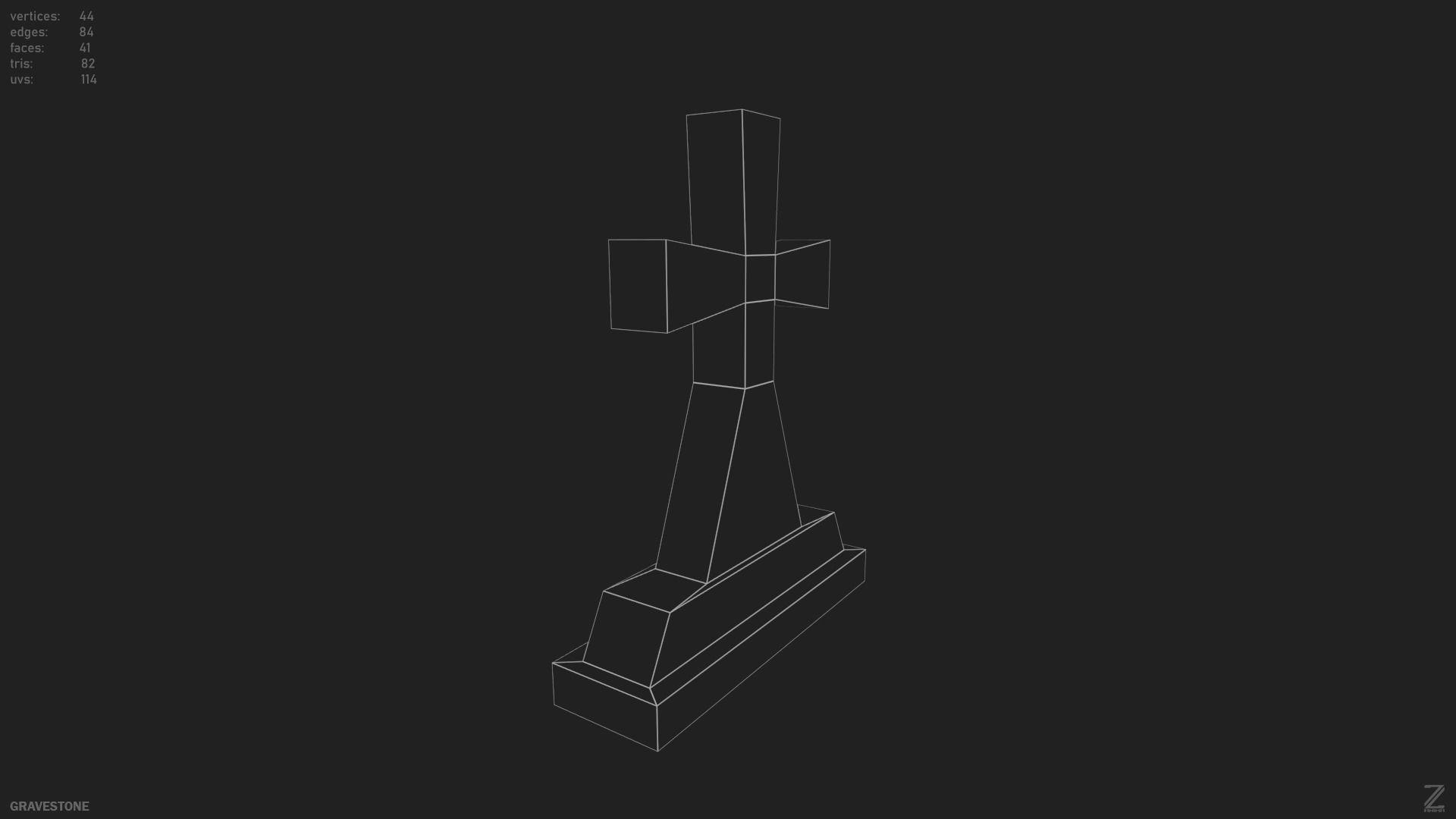 Gravestone  Low-poly 3D model_11