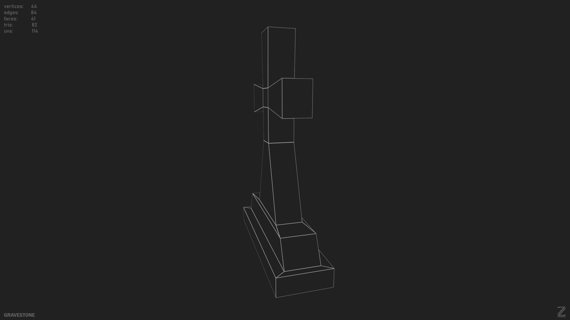 Gravestone  Low-poly 3D model_13