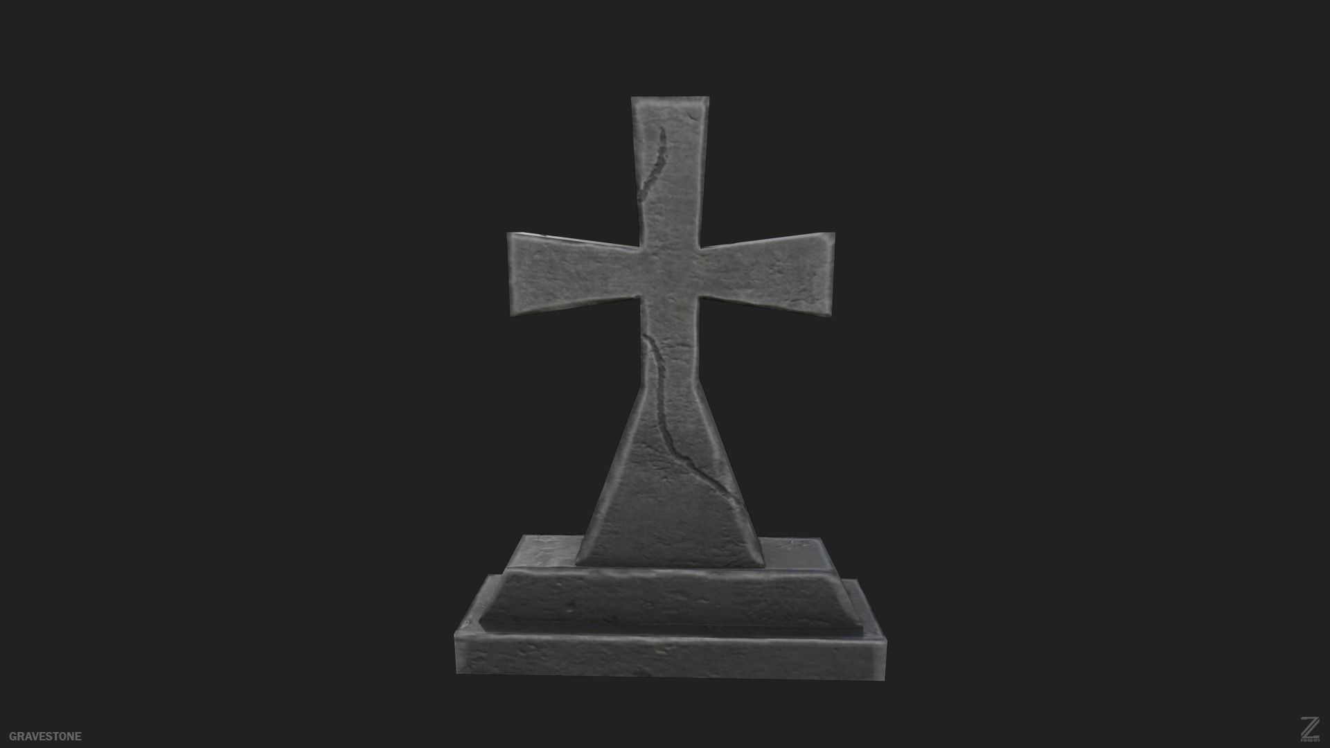 Gravestone  Low-poly 3D model_12
