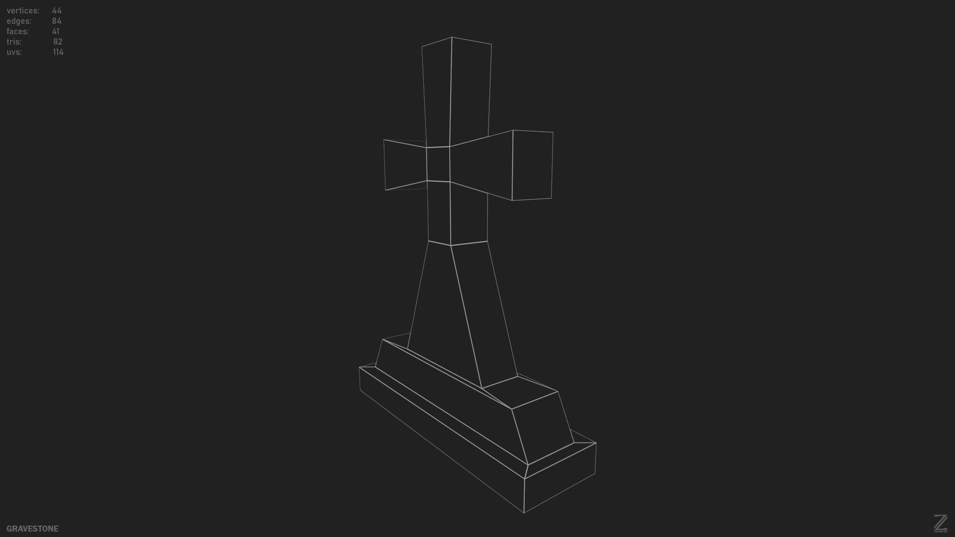 Gravestone  Low-poly 3D model_14