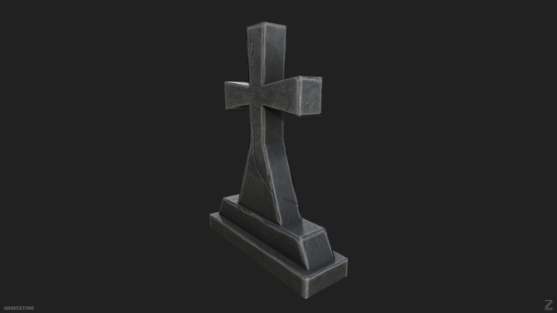 Gravestone  Low-poly 3D model_8