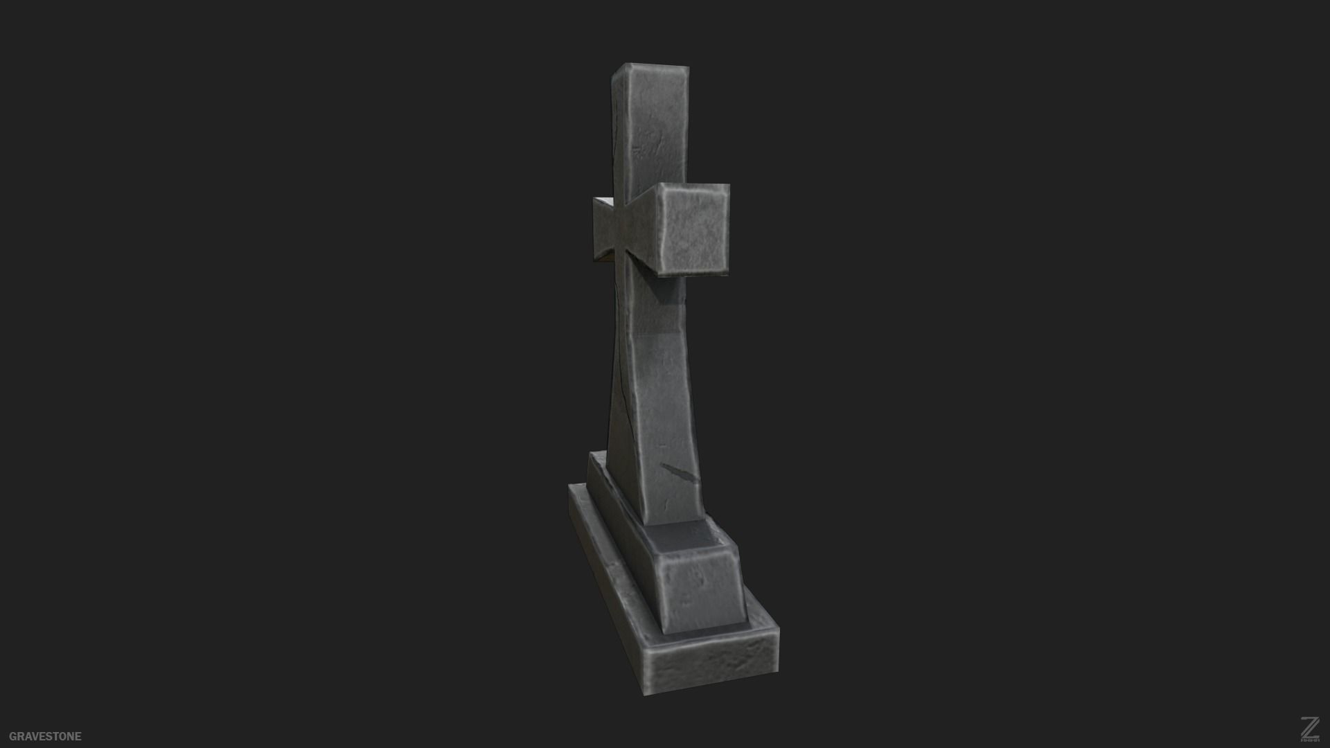 Gravestone  Low-poly 3D model_5