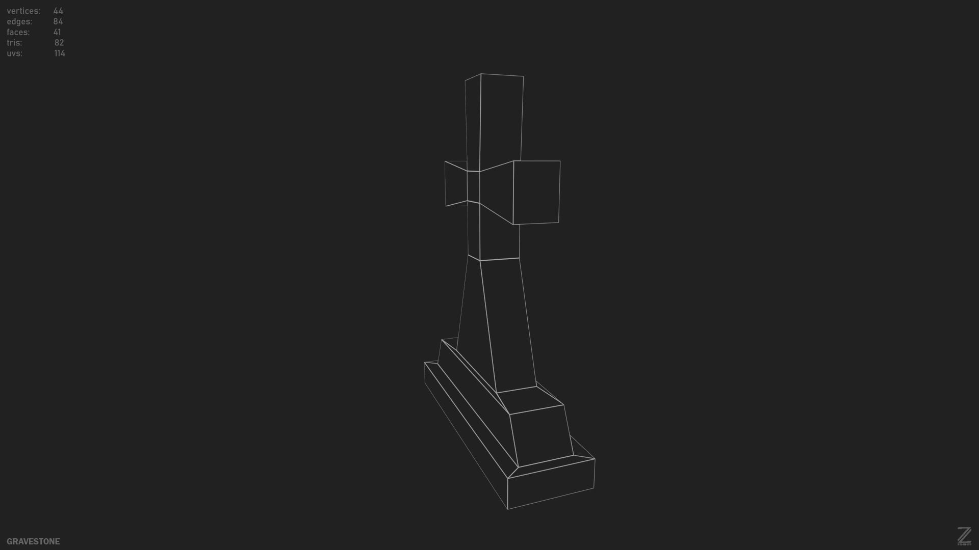 Gravestone  Low-poly 3D model_9