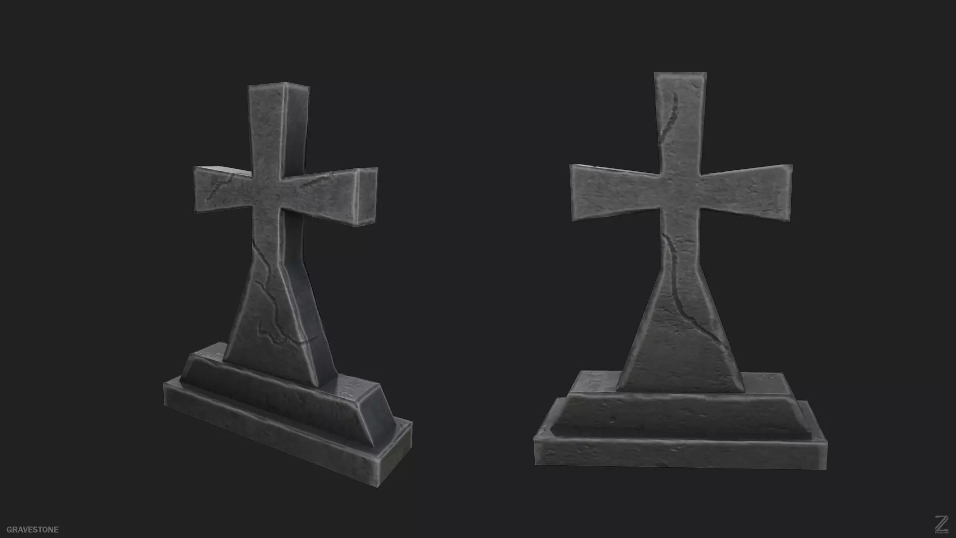 Gravestone  Low-poly 3D model_0
