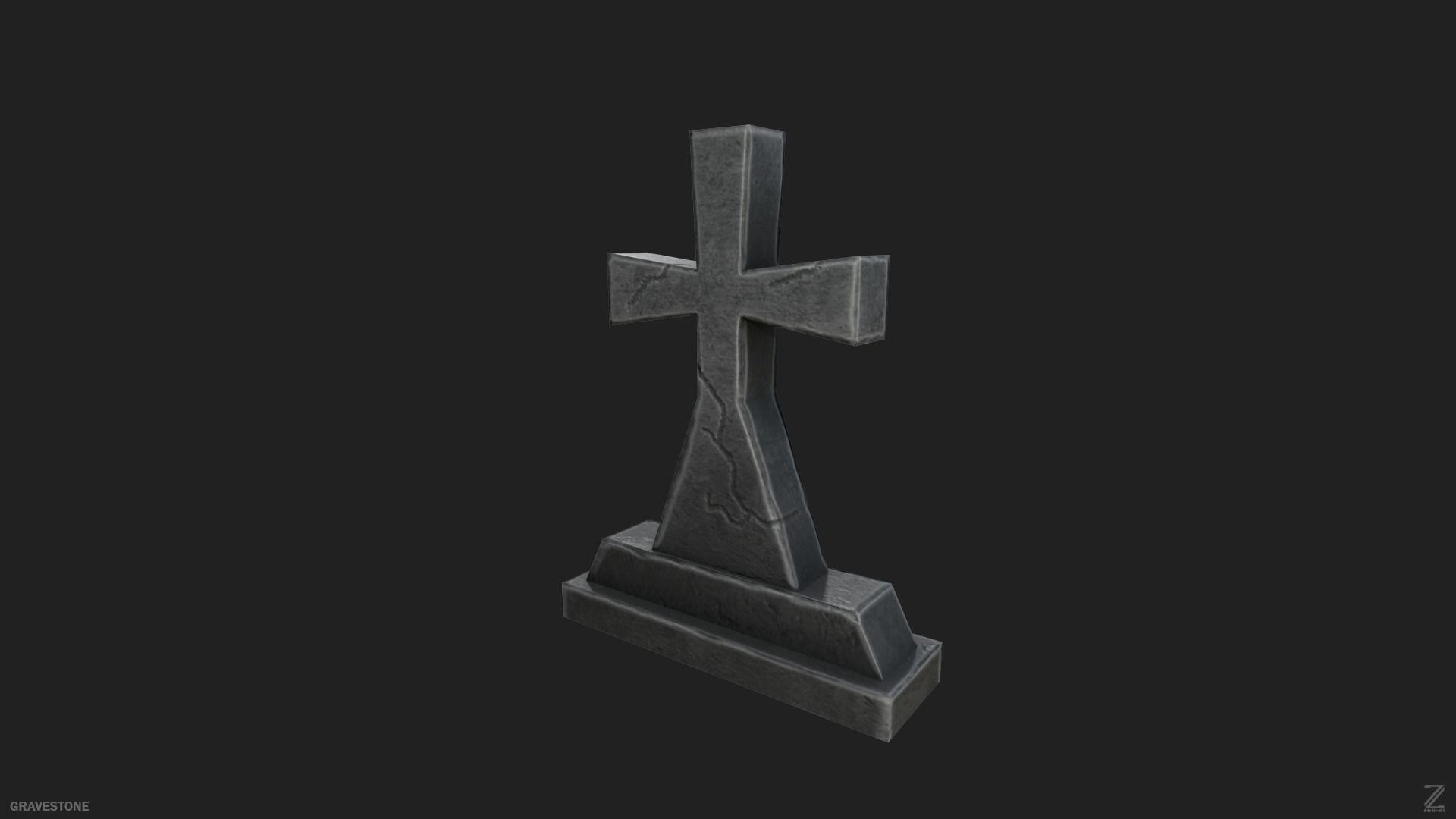 Gravestone  Low-poly 3D model_6