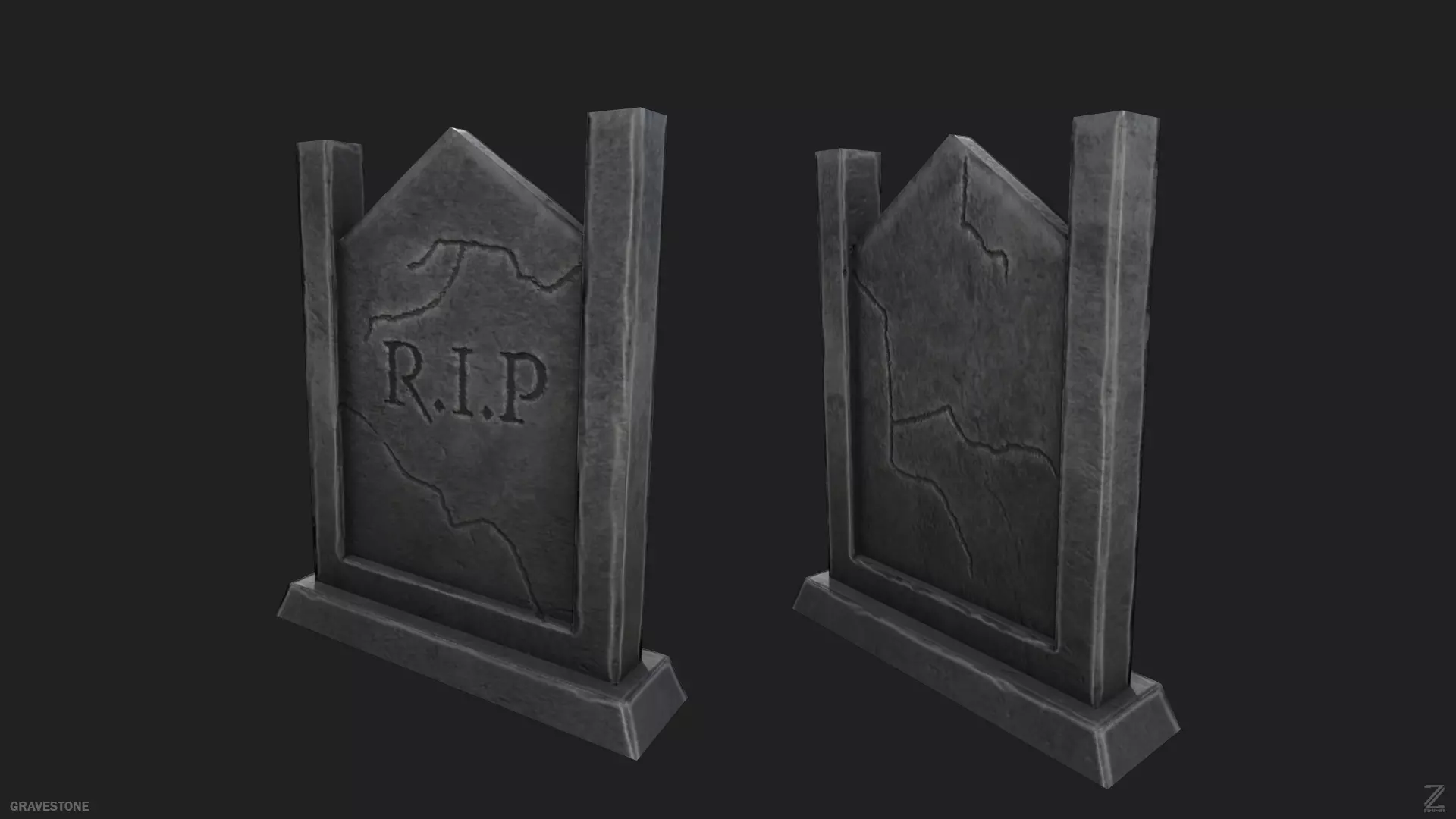 Gravestone Low-poly 3D model
