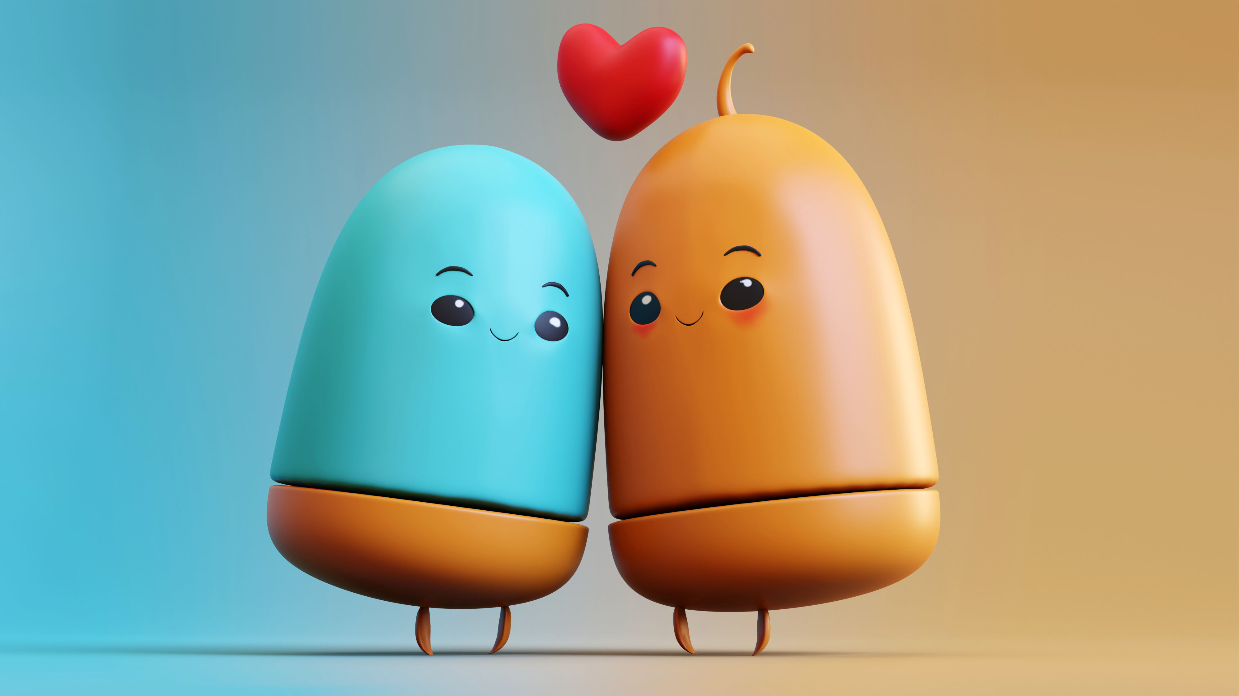 Adorable Emoji Cartoon Couple Low-poly 3D model_10