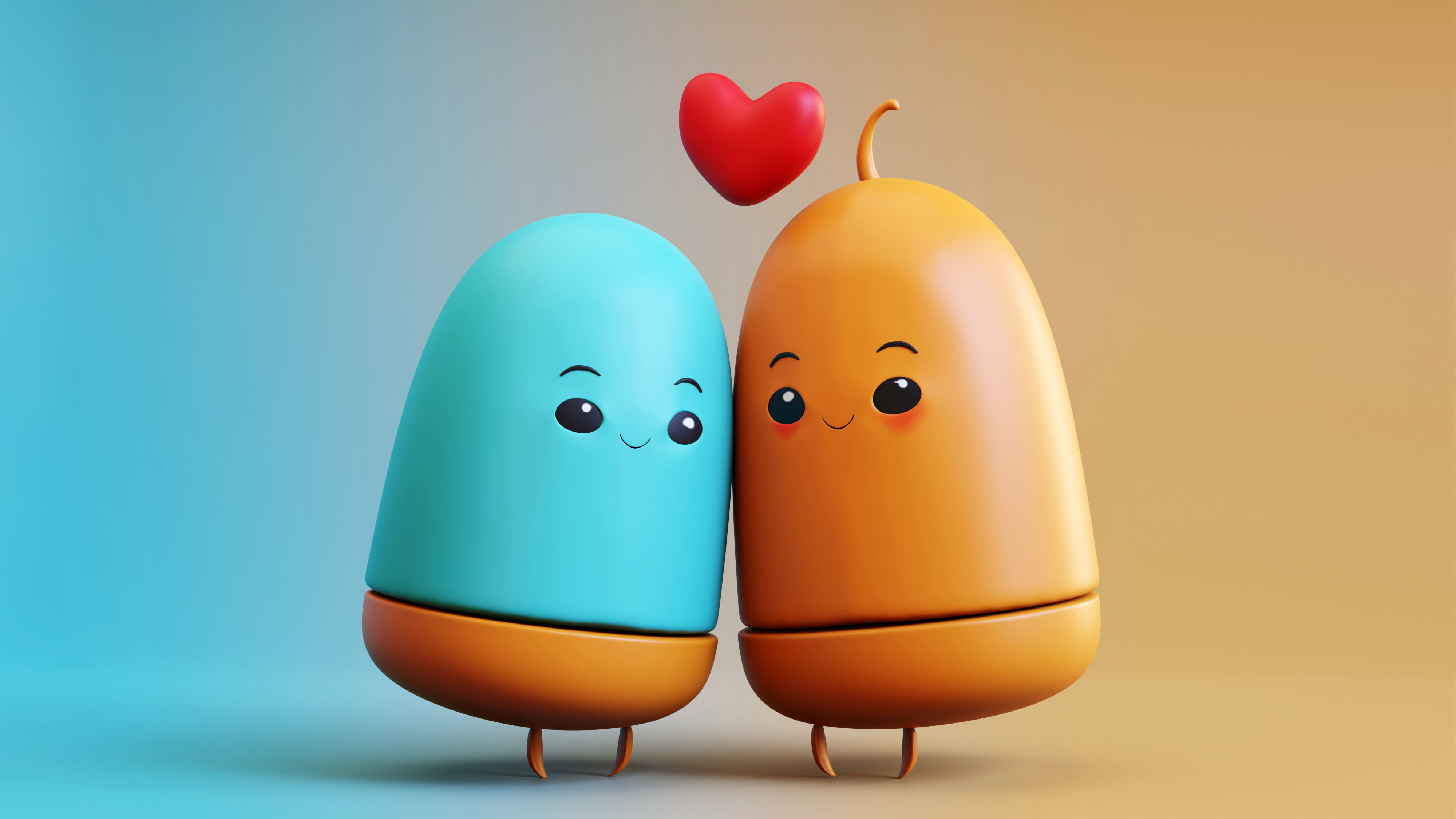 Adorable Emoji Cartoon Couple Low-poly 3D model_5