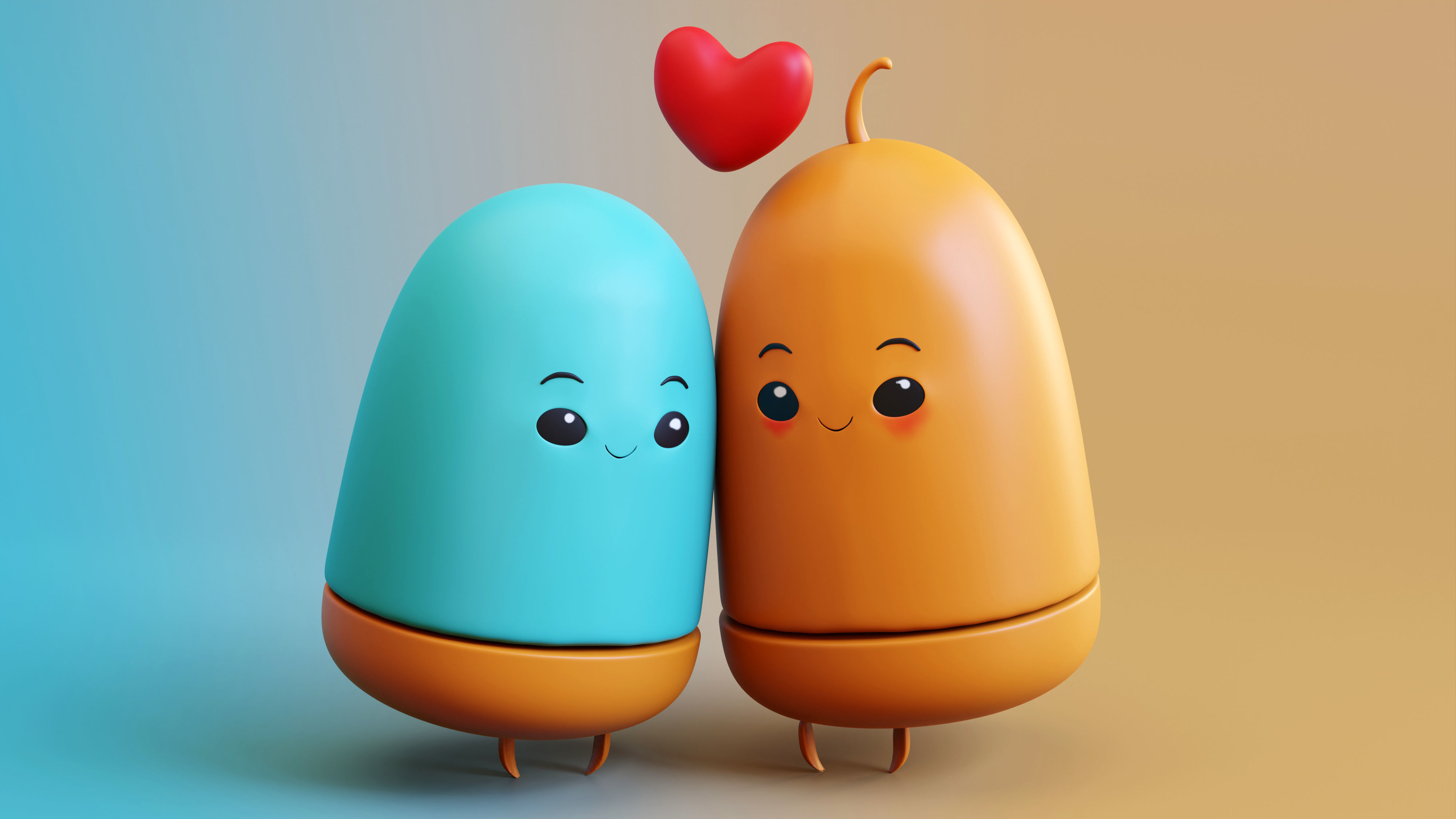 Adorable Emoji Cartoon Couple Low-poly 3D model_7