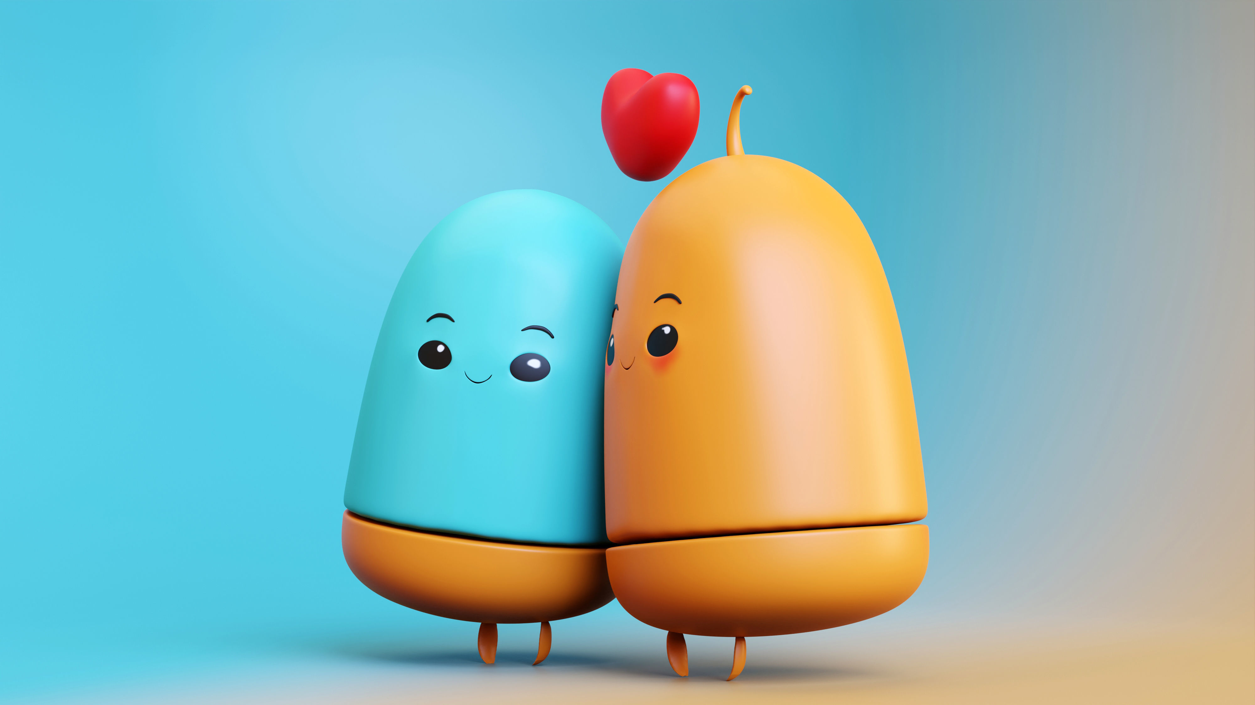 Adorable Emoji Cartoon Couple Low-poly 3D model_8