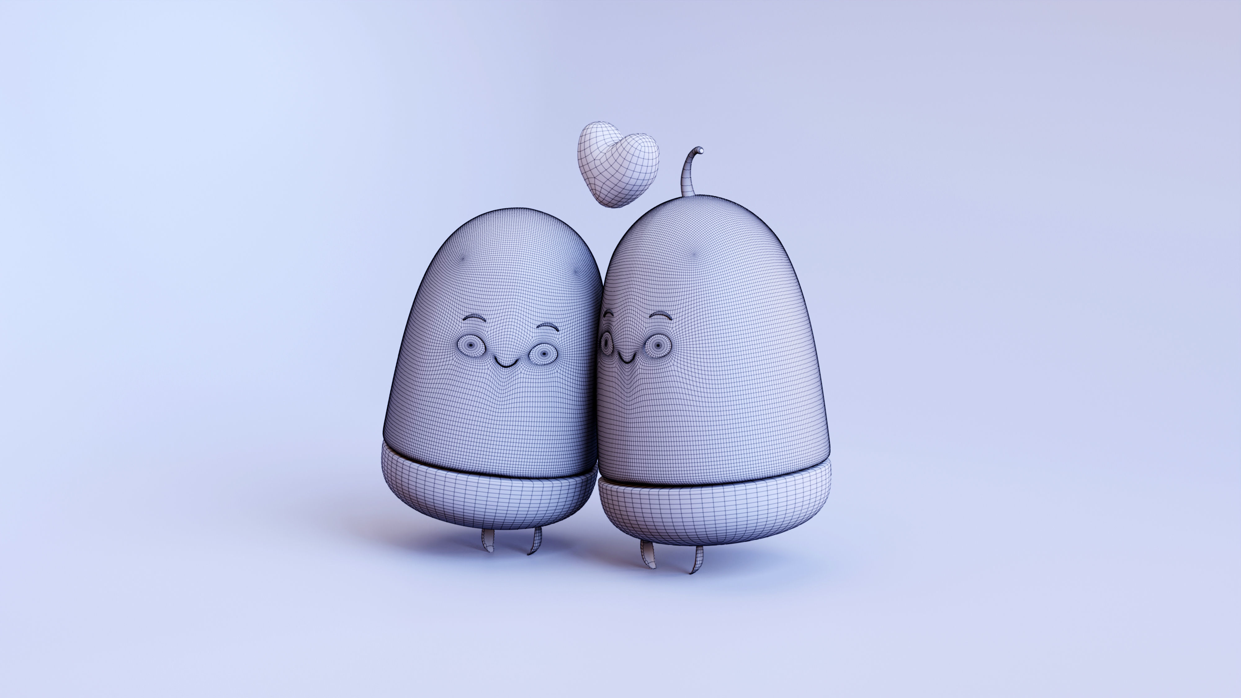 Adorable Emoji Cartoon Couple Low-poly 3D model_6