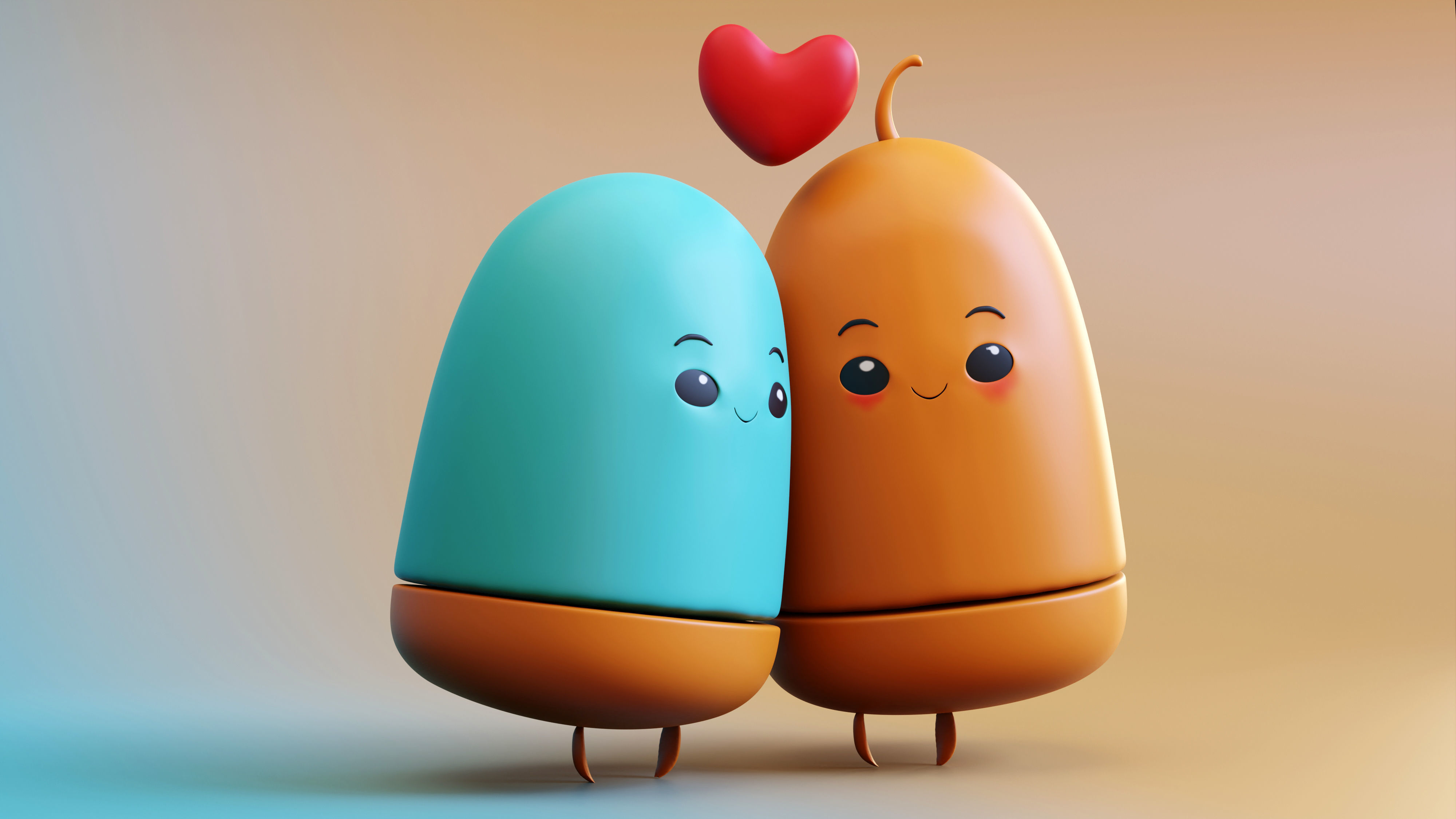 Adorable Emoji Cartoon Couple Low-poly 3D model_11