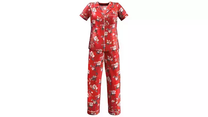 Satin Sleepwear Shirt Long Pants Outfit