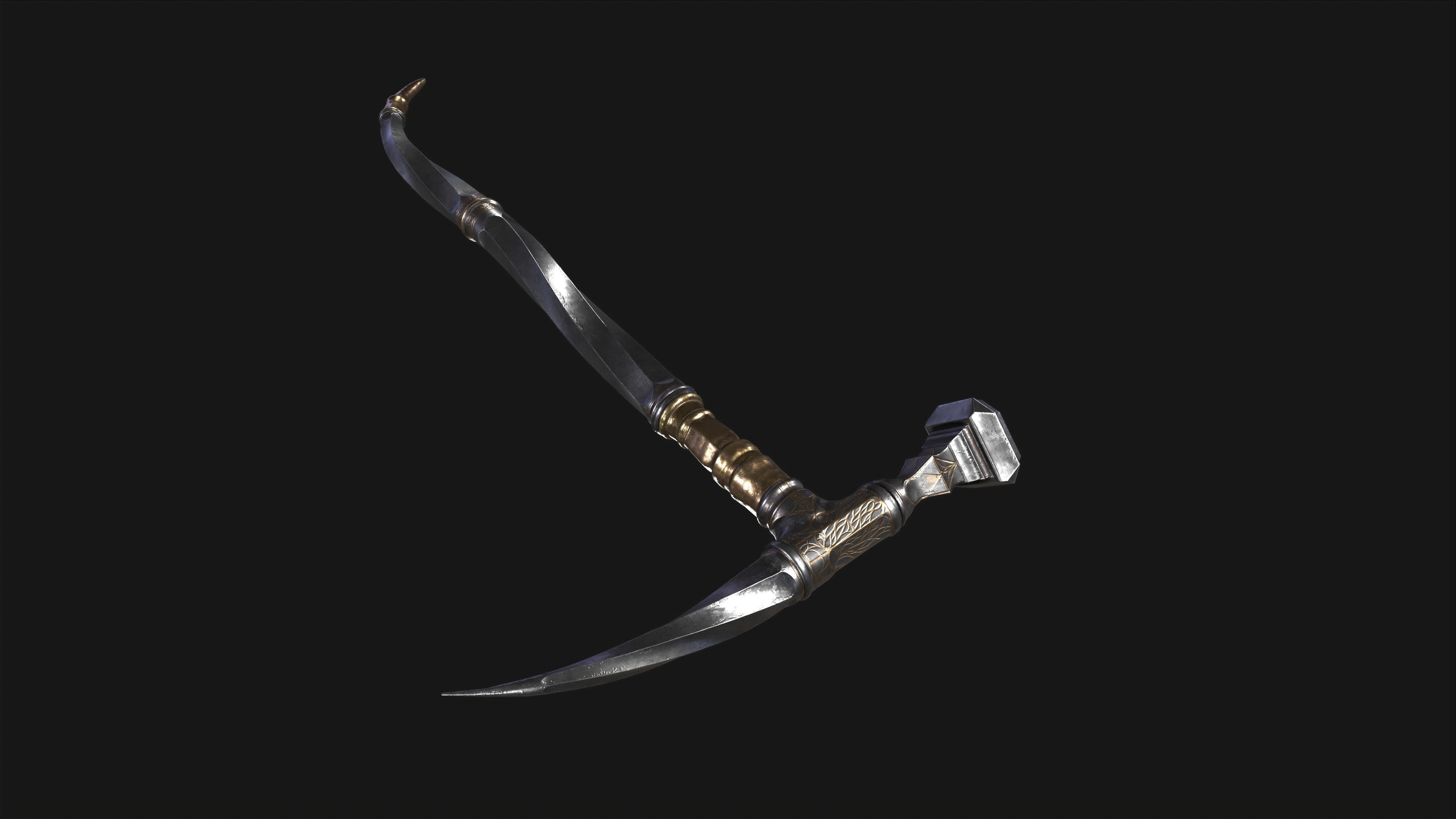 War Hummer Fantazy Melee Weapon Free low-poly 3D model_3