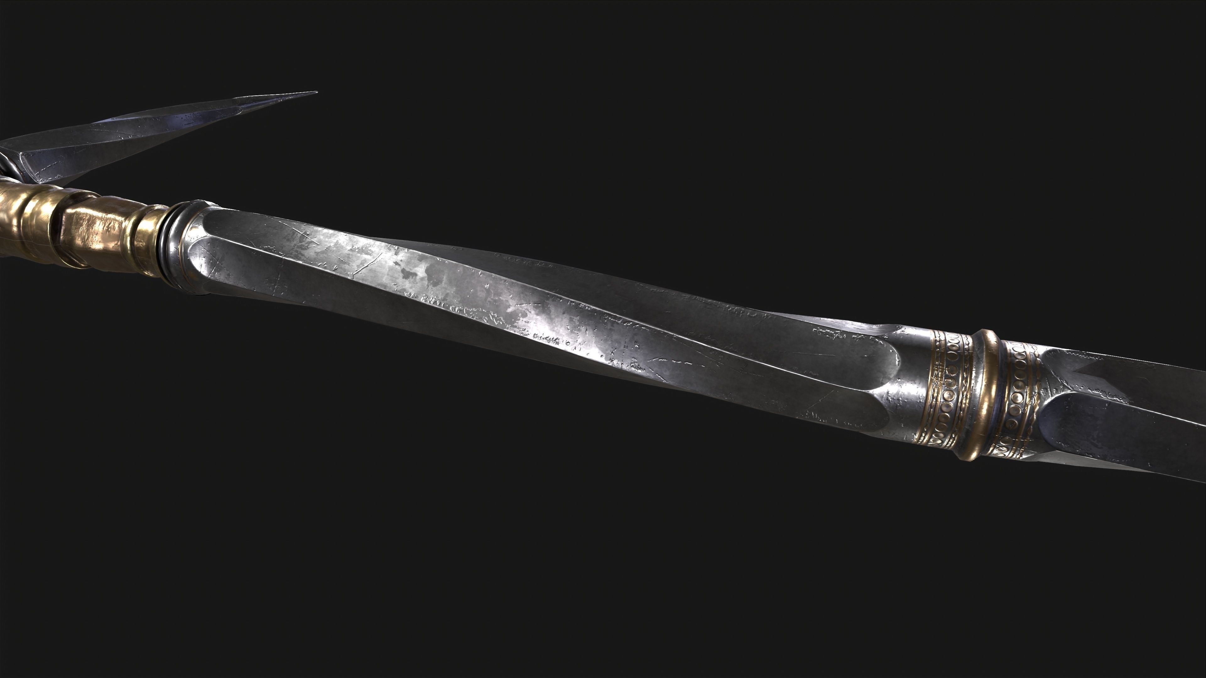 War Hummer Fantazy Melee Weapon Free low-poly 3D model_11