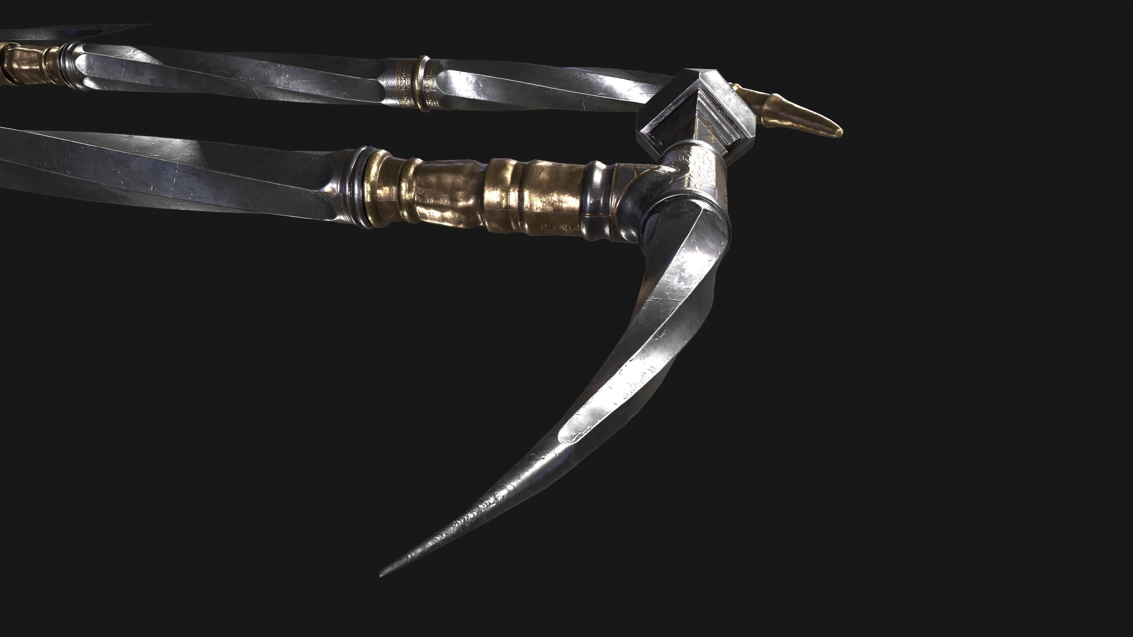 War Hummer Fantazy Melee Weapon Free low-poly 3D model_8