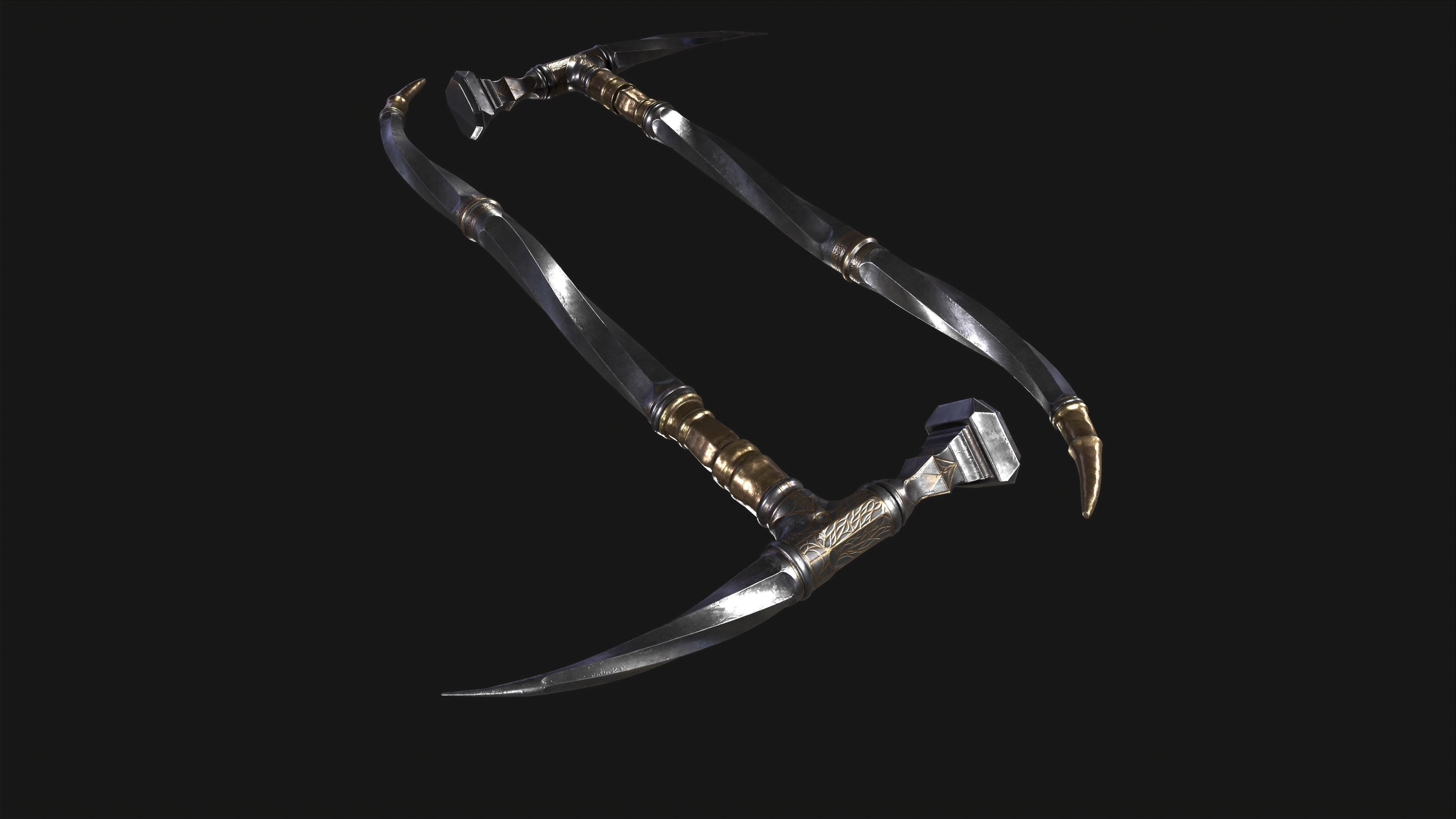 War Hummer Fantazy Melee Weapon Free low-poly 3D model_5