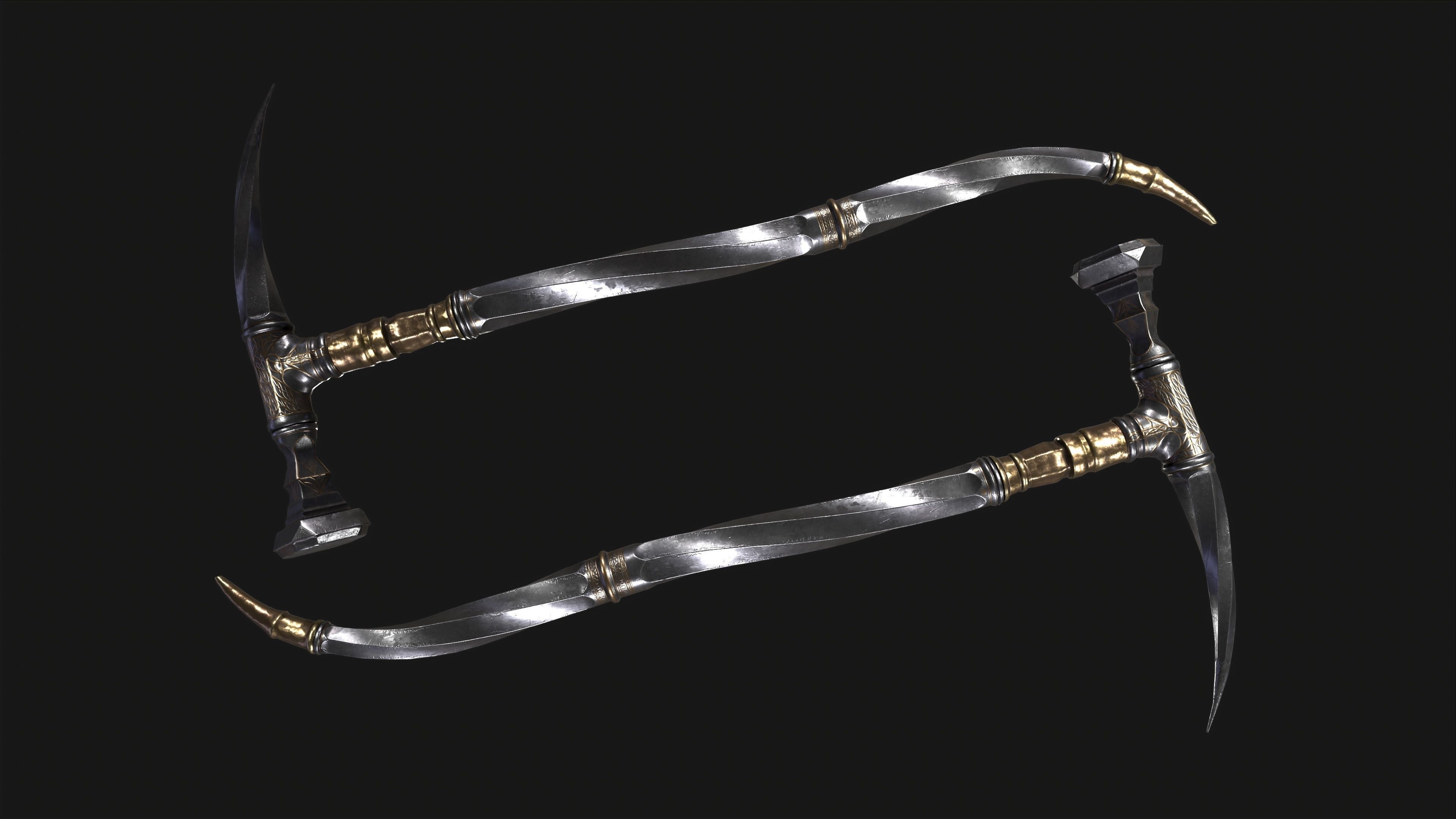 War Hummer Fantazy Melee Weapon Free low-poly 3D model_2