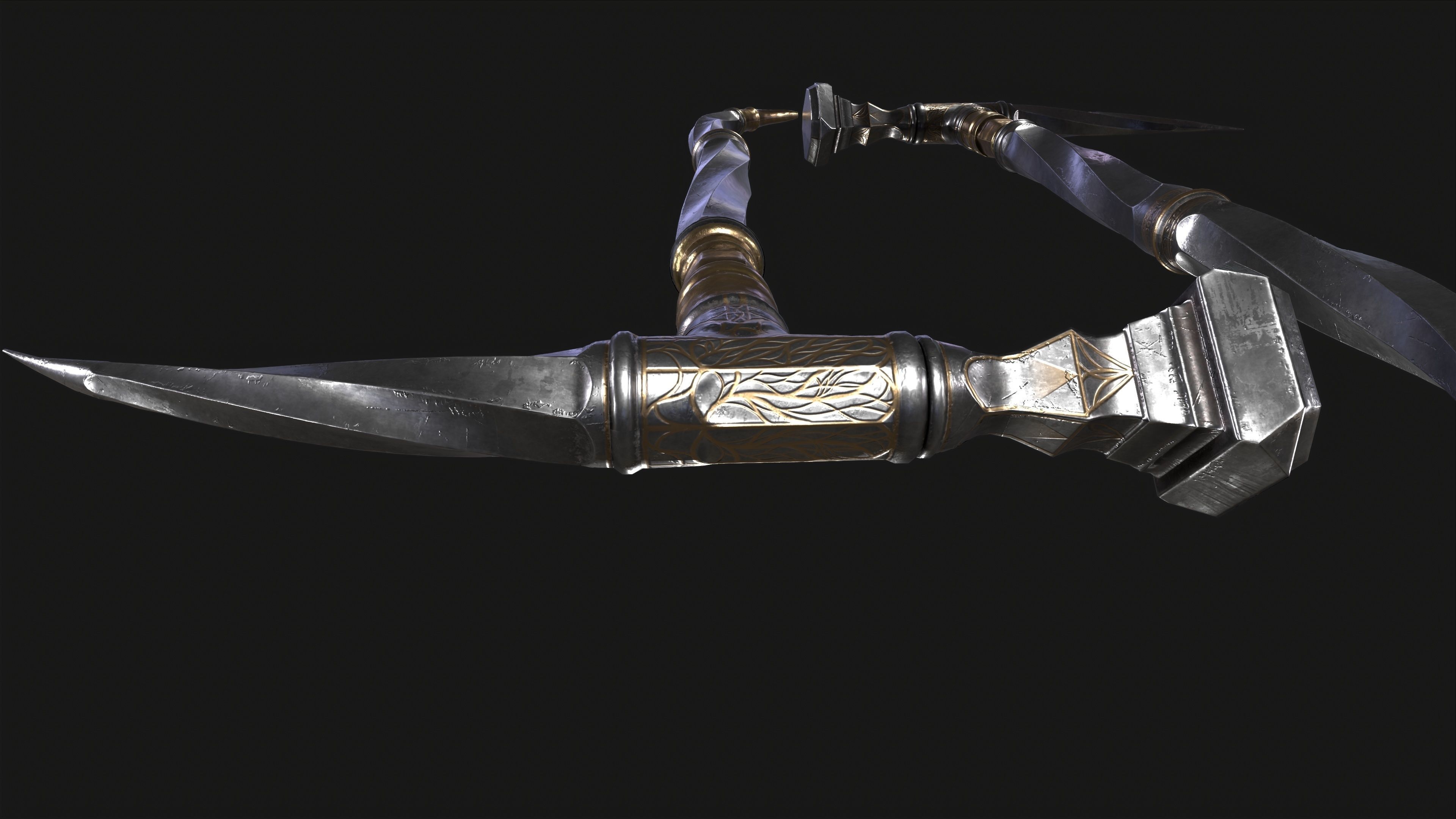 War Hummer Fantazy Melee Weapon Free low-poly 3D model_13