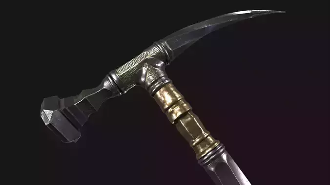 War Hummer Fantazy Melee Weapon Free low-poly 3D model