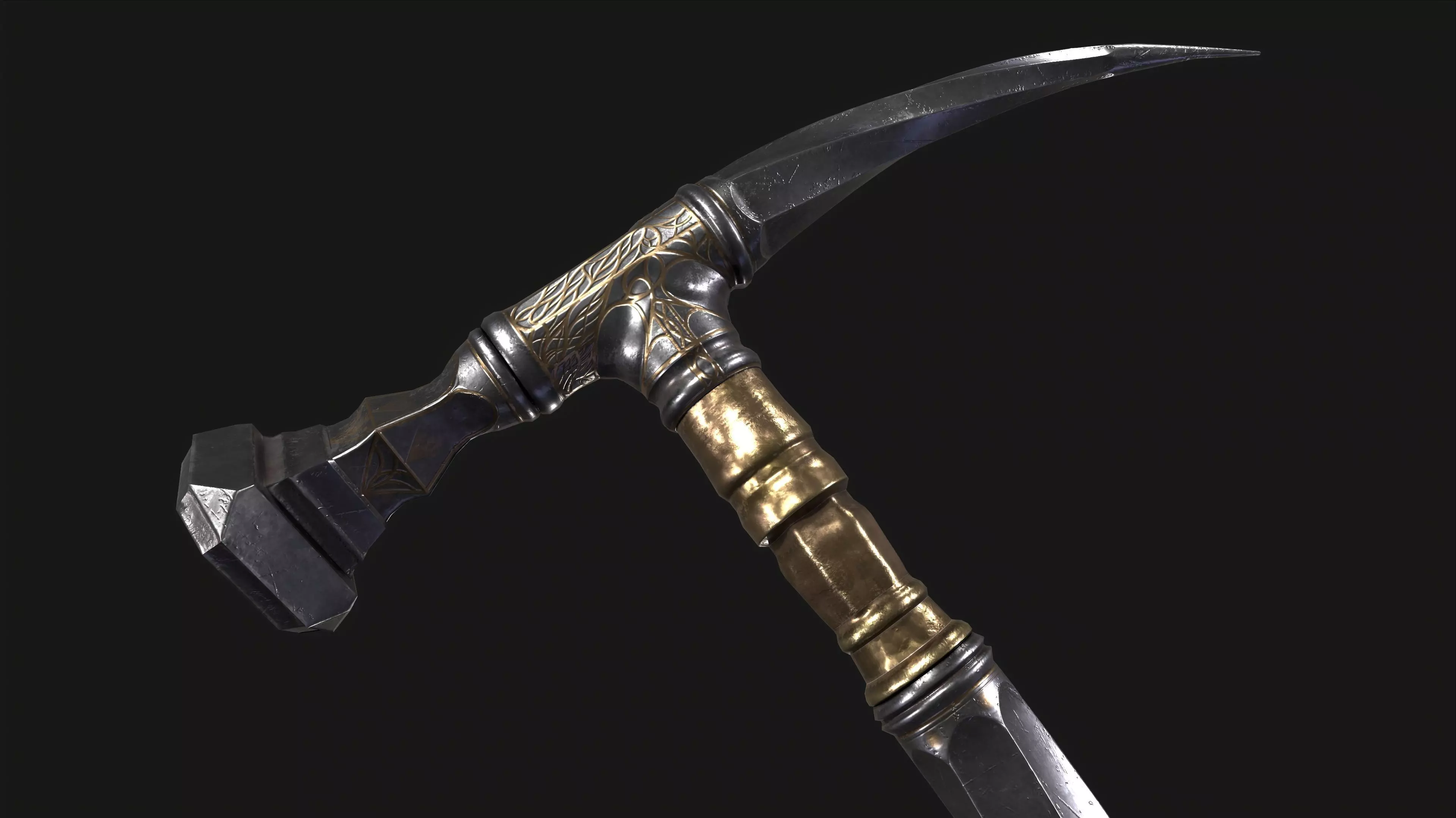 War Hummer Fantazy Melee Weapon Free low-poly 3D model_0