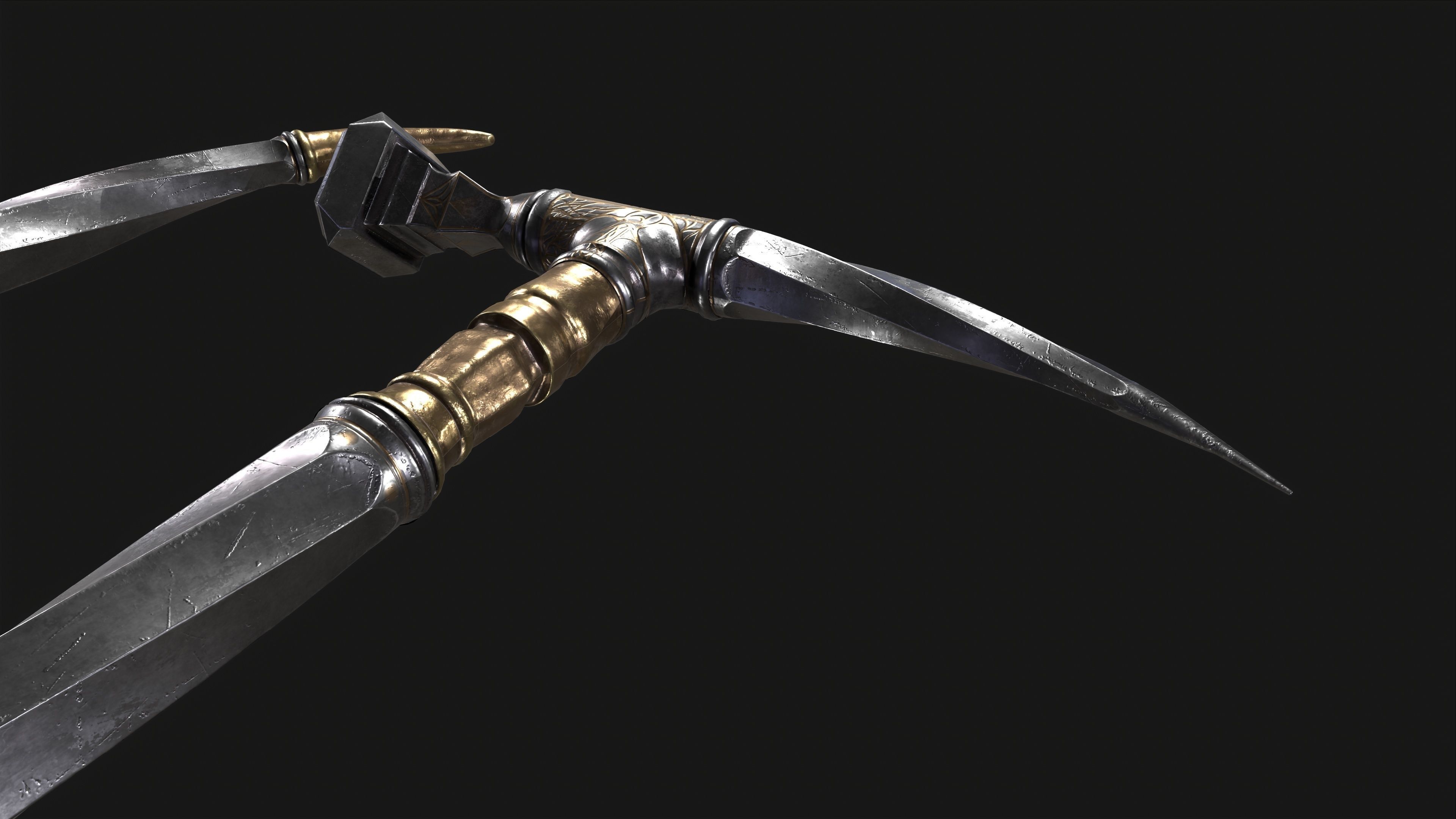 War Hummer Fantazy Melee Weapon Free low-poly 3D model_9