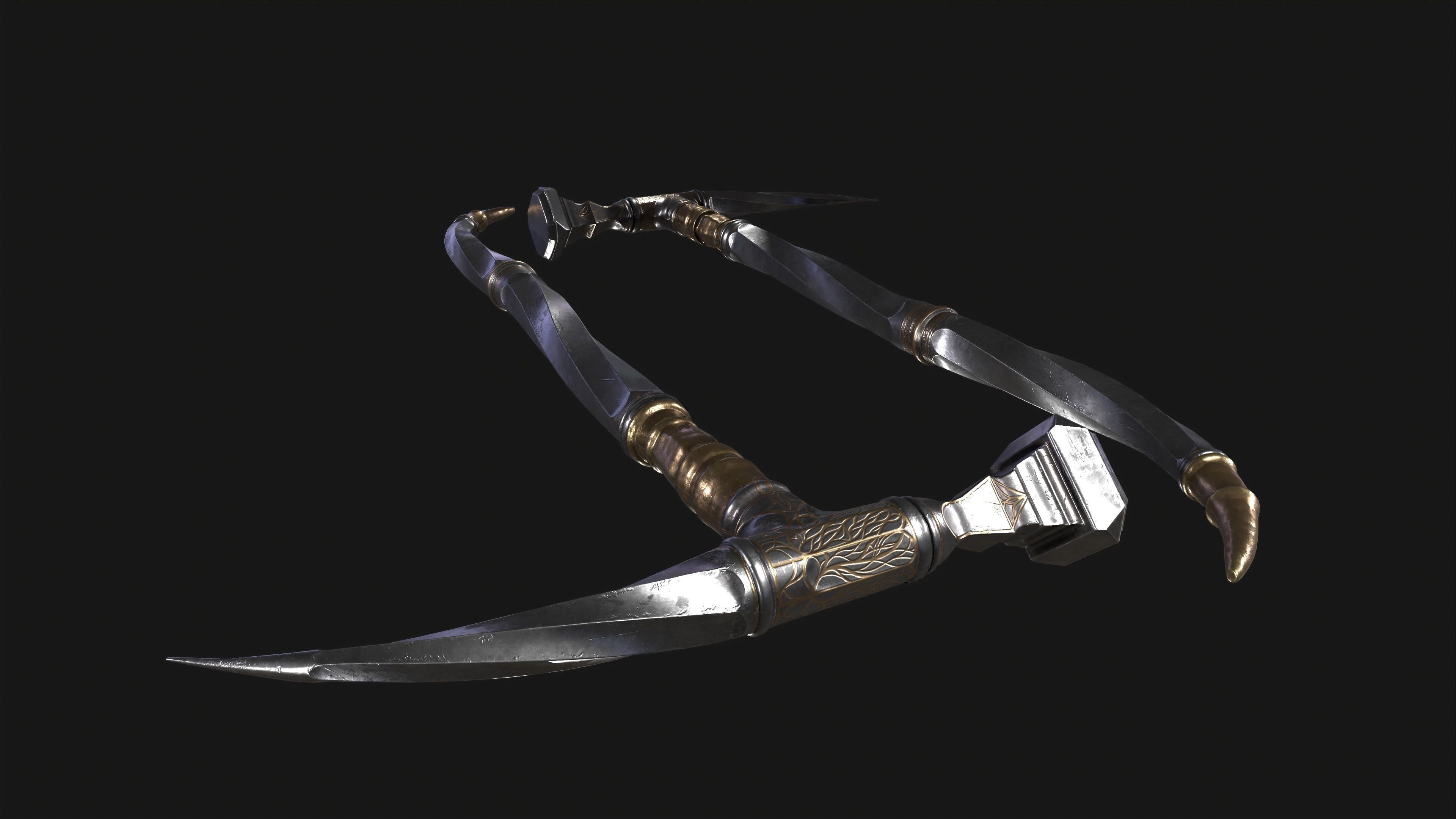 War Hummer Fantazy Melee Weapon Free low-poly 3D model_4