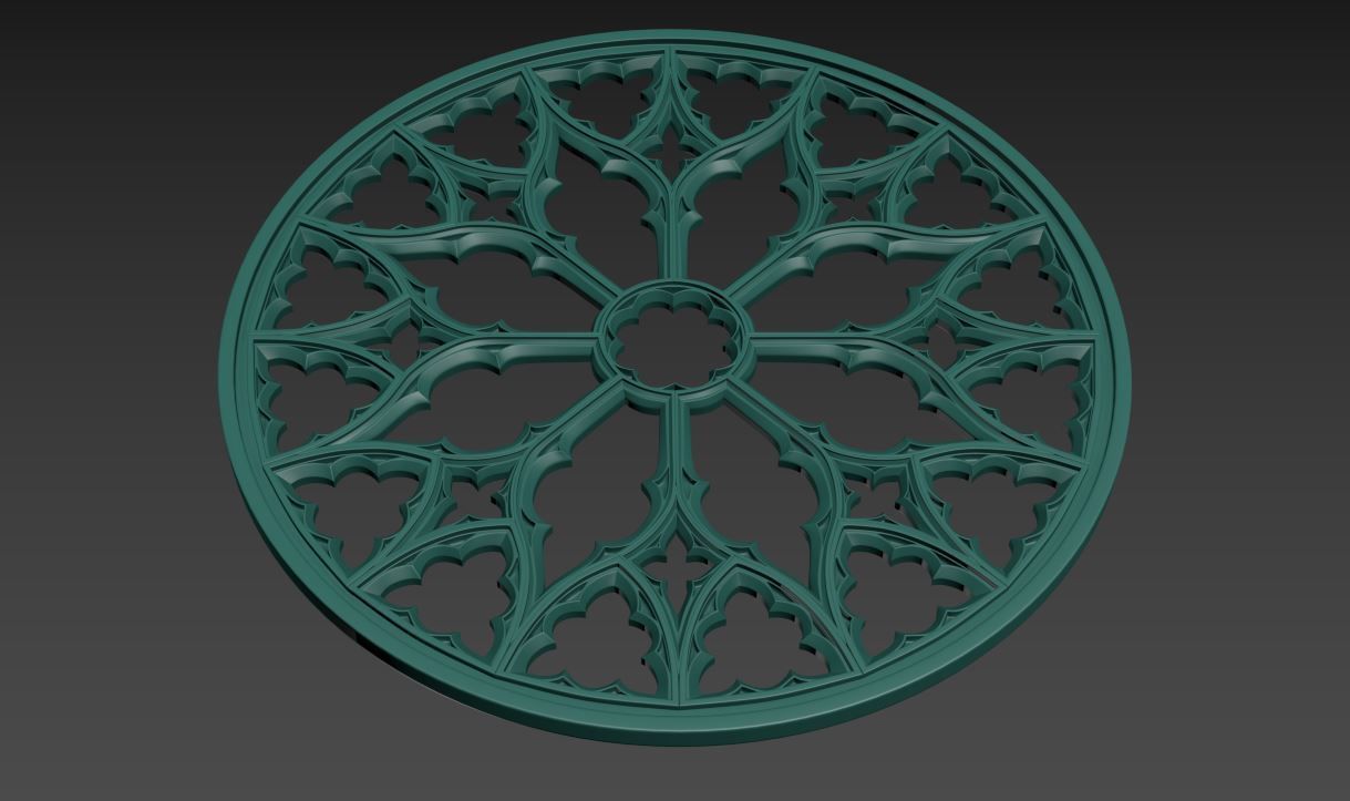 Gothic Rose window ornament 2 3D print model_4