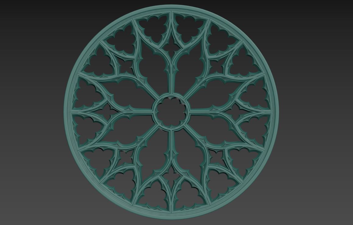 Gothic Rose window ornament 2 3D print model_8
