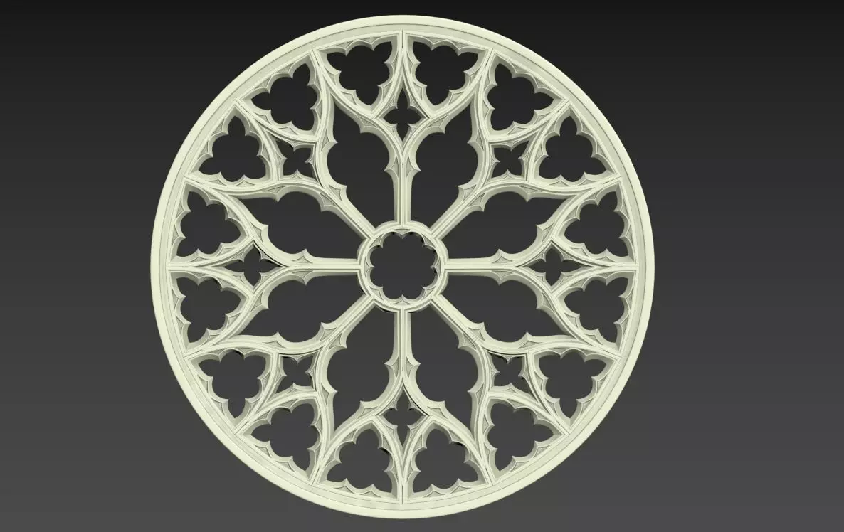 Gothic Rose window ornament 2 3D print model_0