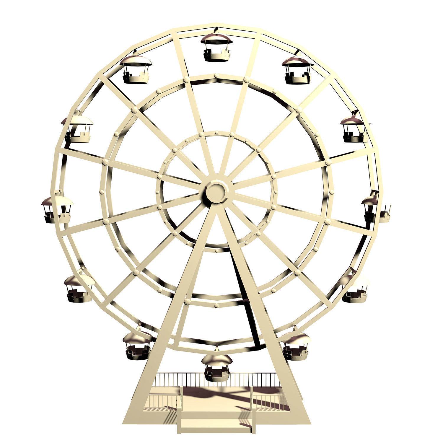 old cartoon ferris wheel Low-poly 3D model_2