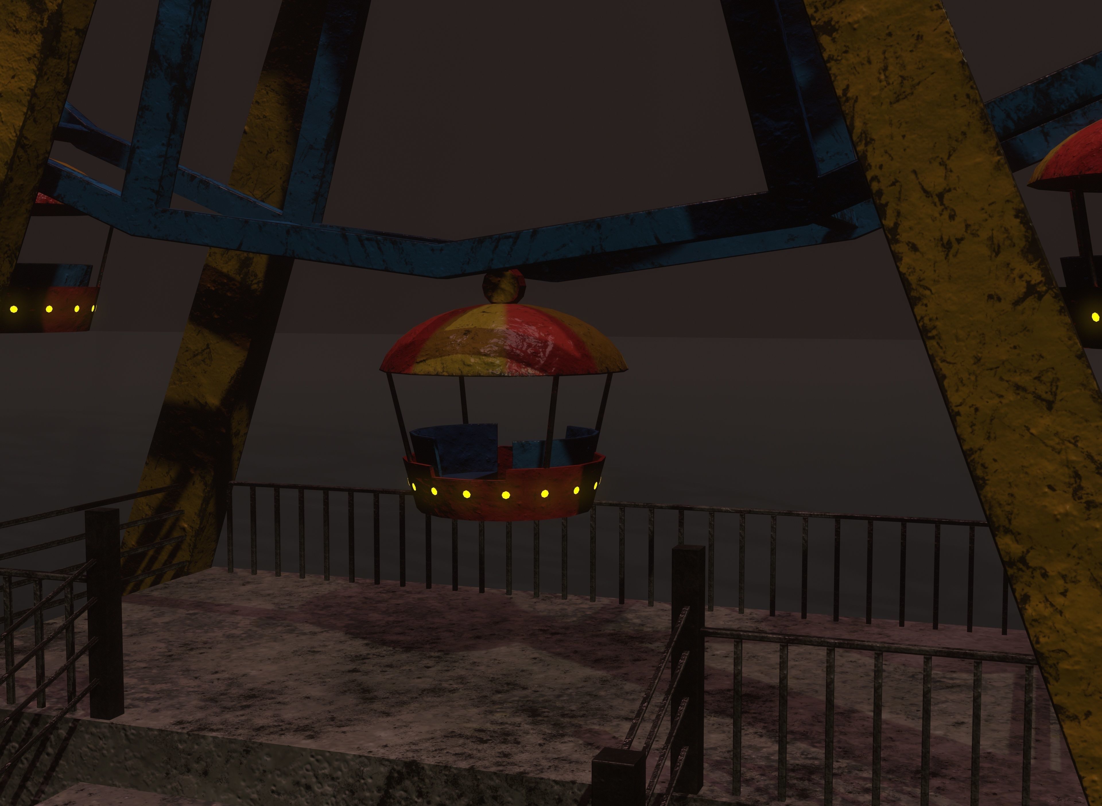 old cartoon ferris wheel Low-poly 3D model_4