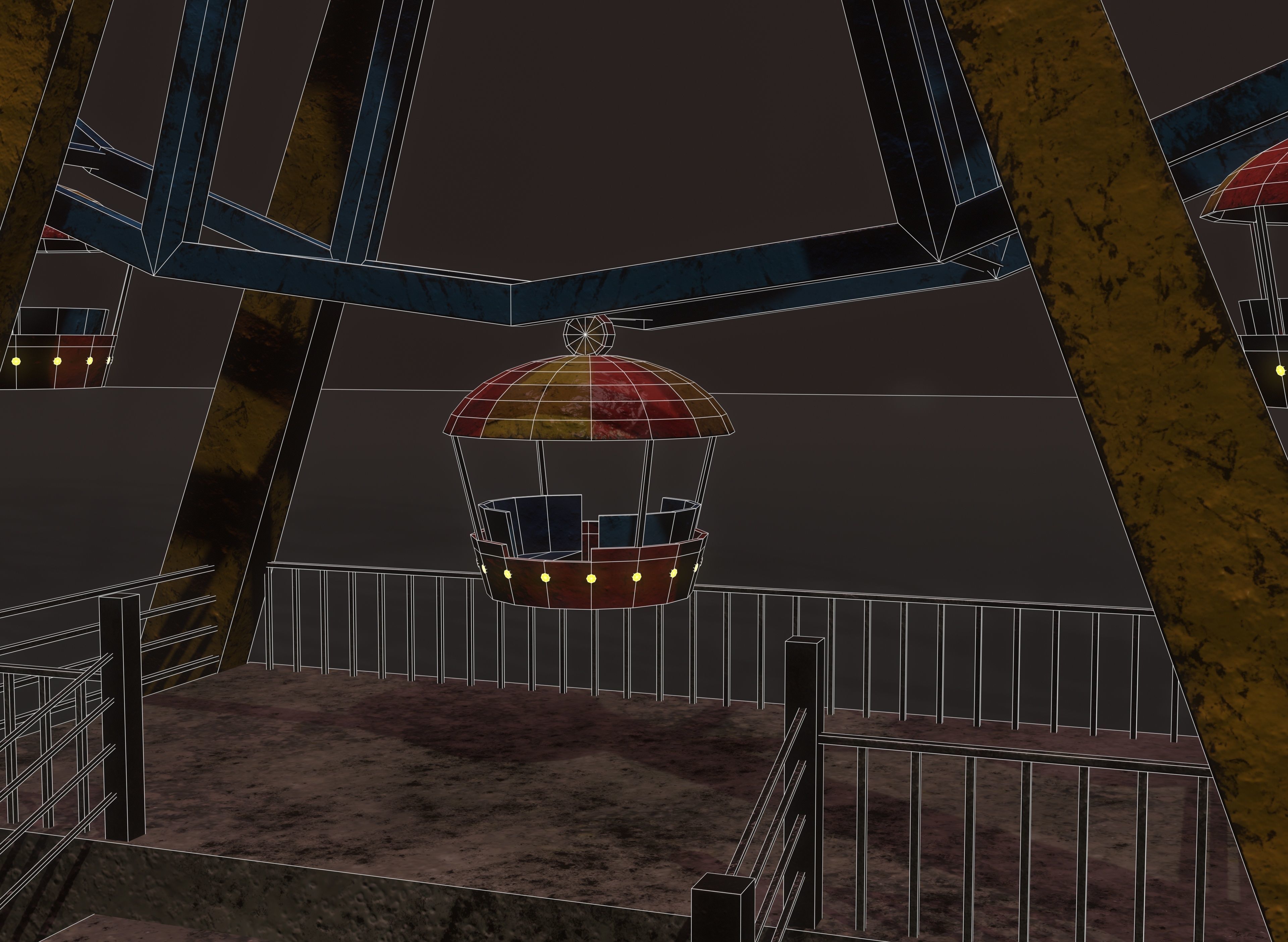 old cartoon ferris wheel Low-poly 3D model_5