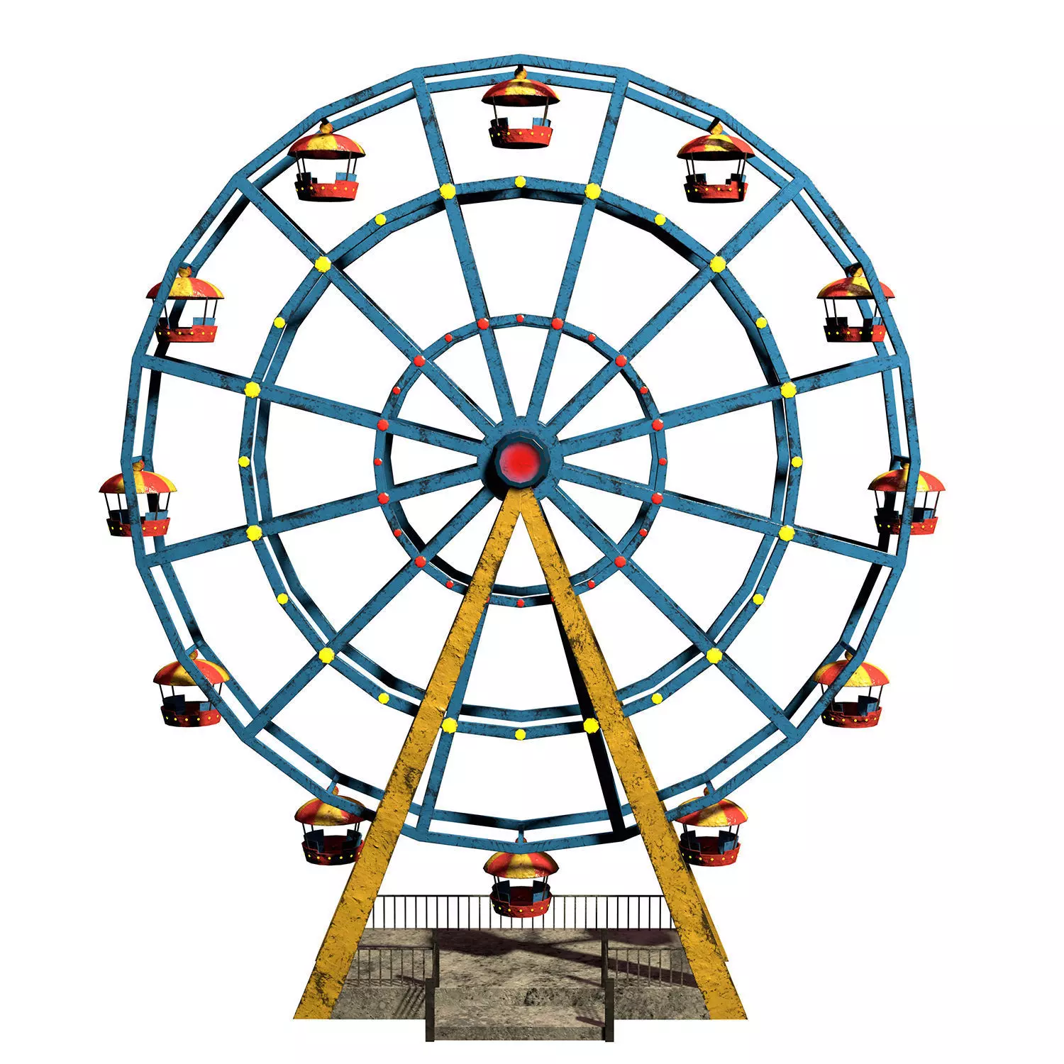 old cartoon ferris wheel Low-poly 3D model_0