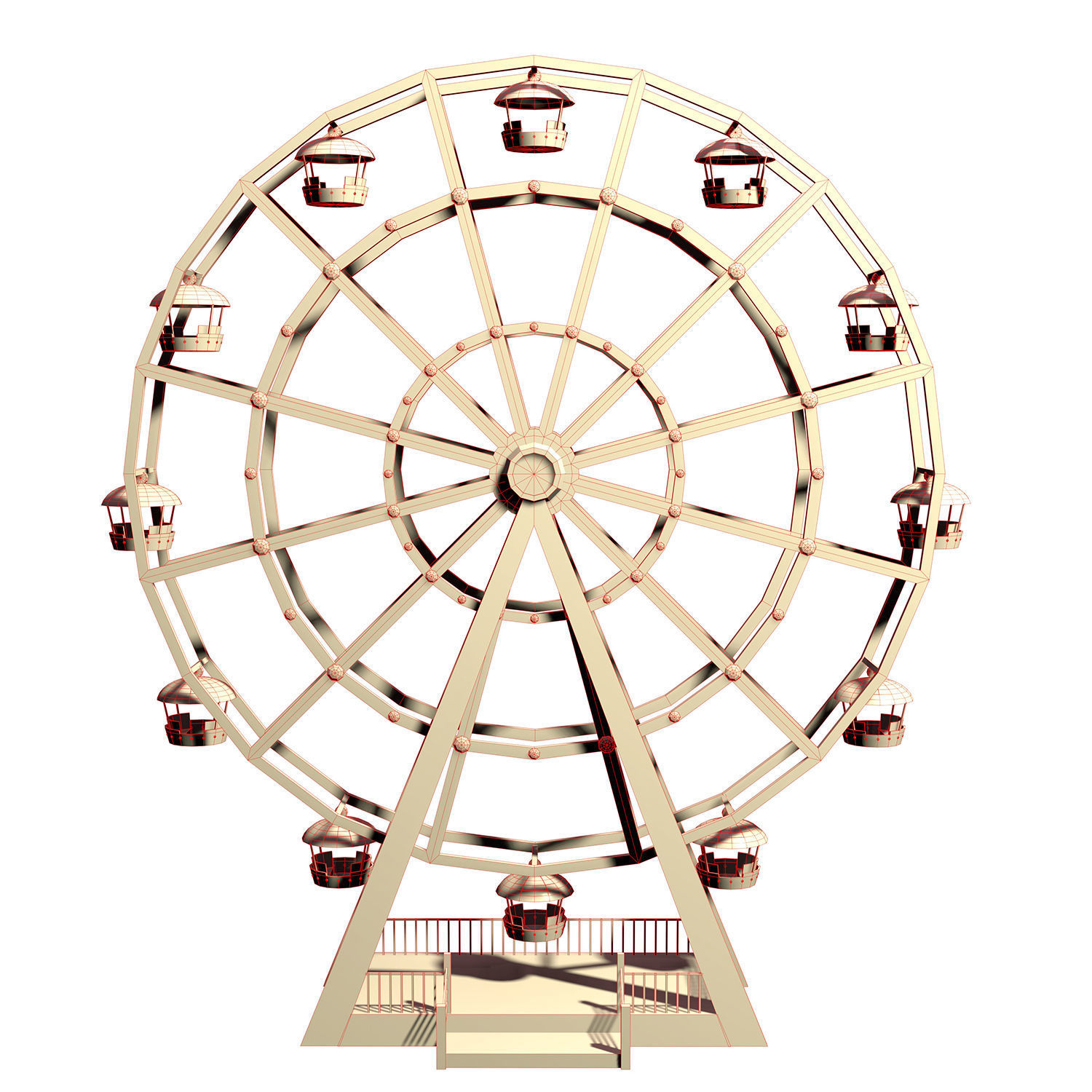 old cartoon ferris wheel Low-poly 3D model_1