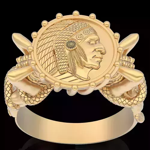 Girl snake Indian ring gold printable jewelry 3D print model