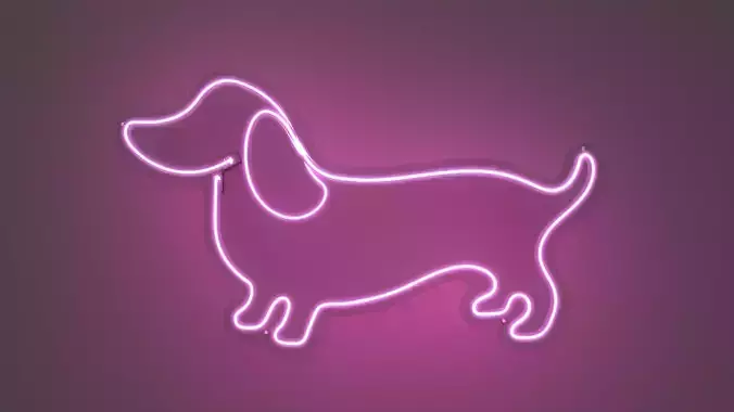 Dachshund Dog 2 - Neon Sign 3D model