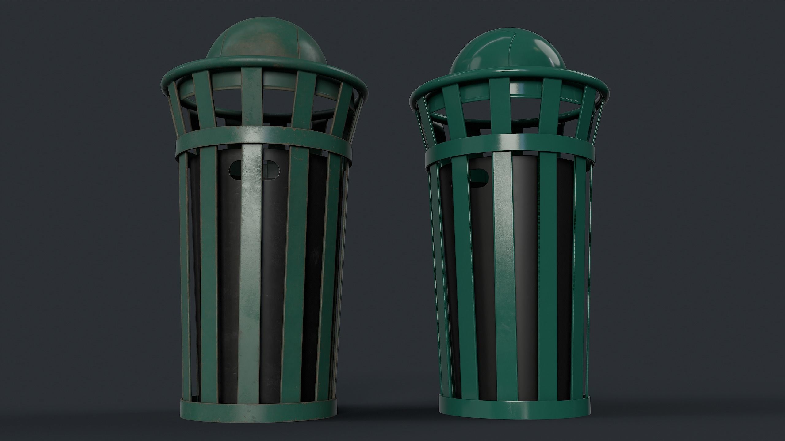 Street Trash Can 8 PBR Game Ready Low-poly 3D model_4