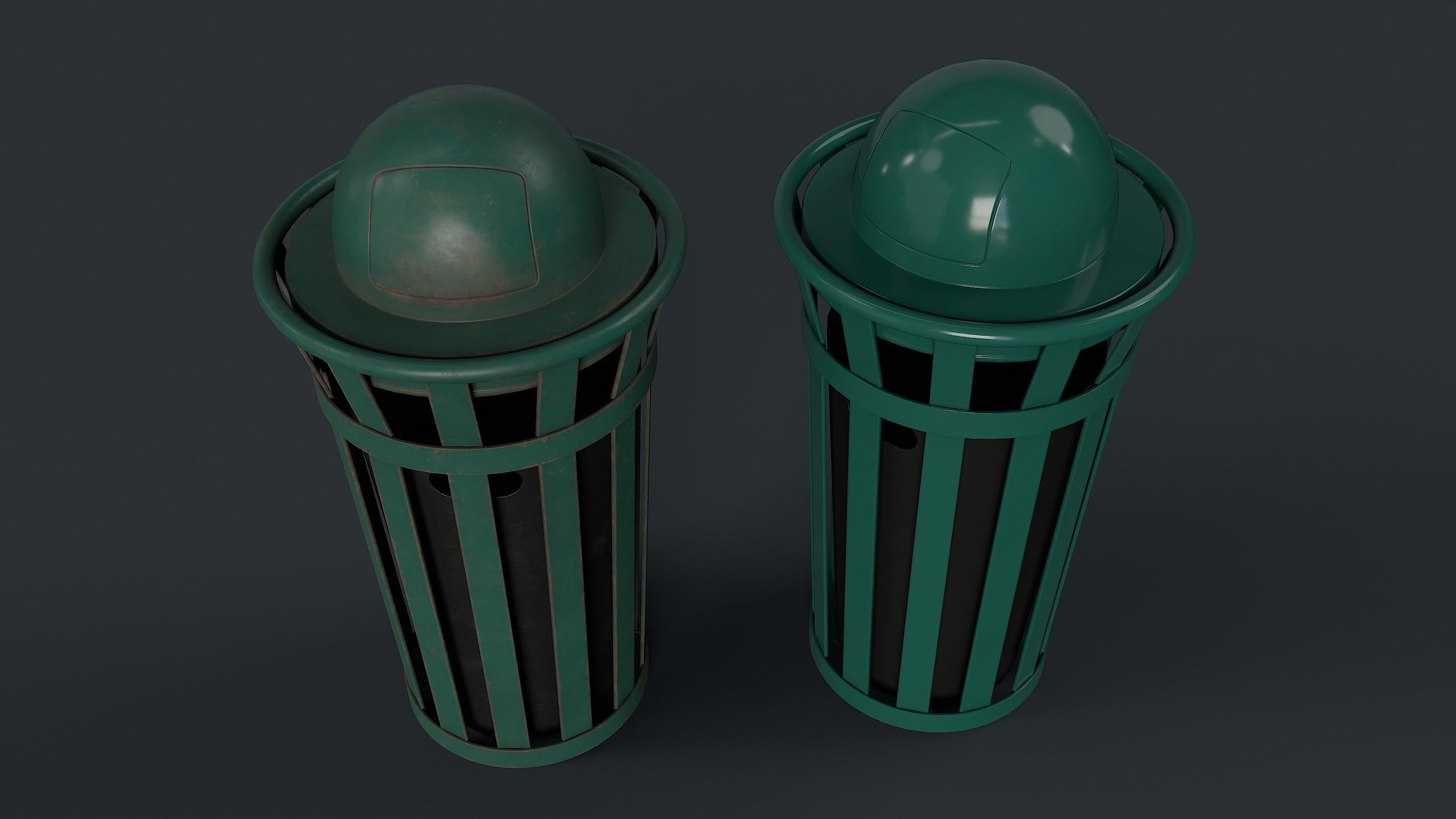 Street Trash Can 8 PBR Game Ready Low-poly 3D model_5