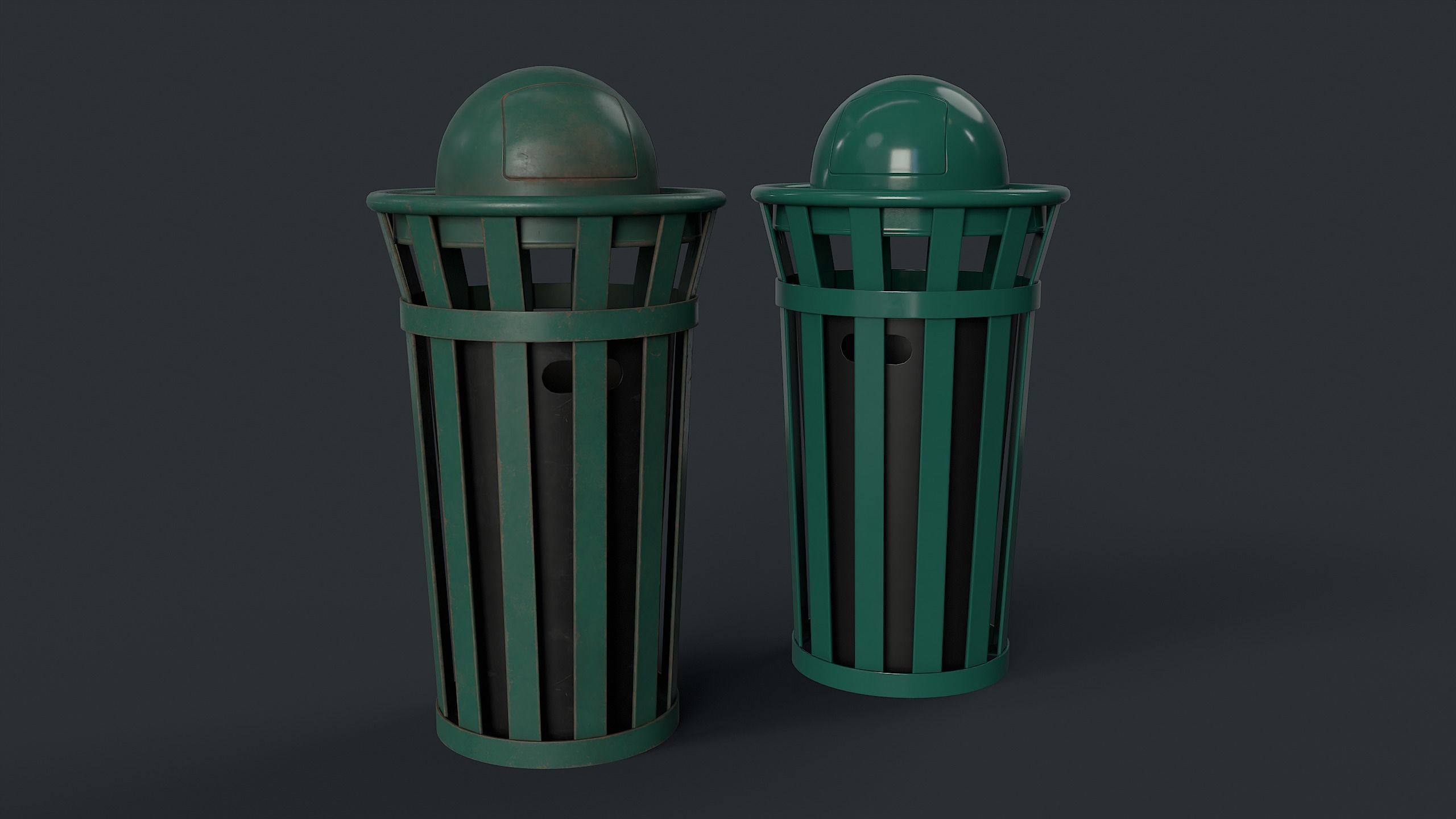 Street Trash Can 8 PBR Game Ready Low-poly 3D model_1