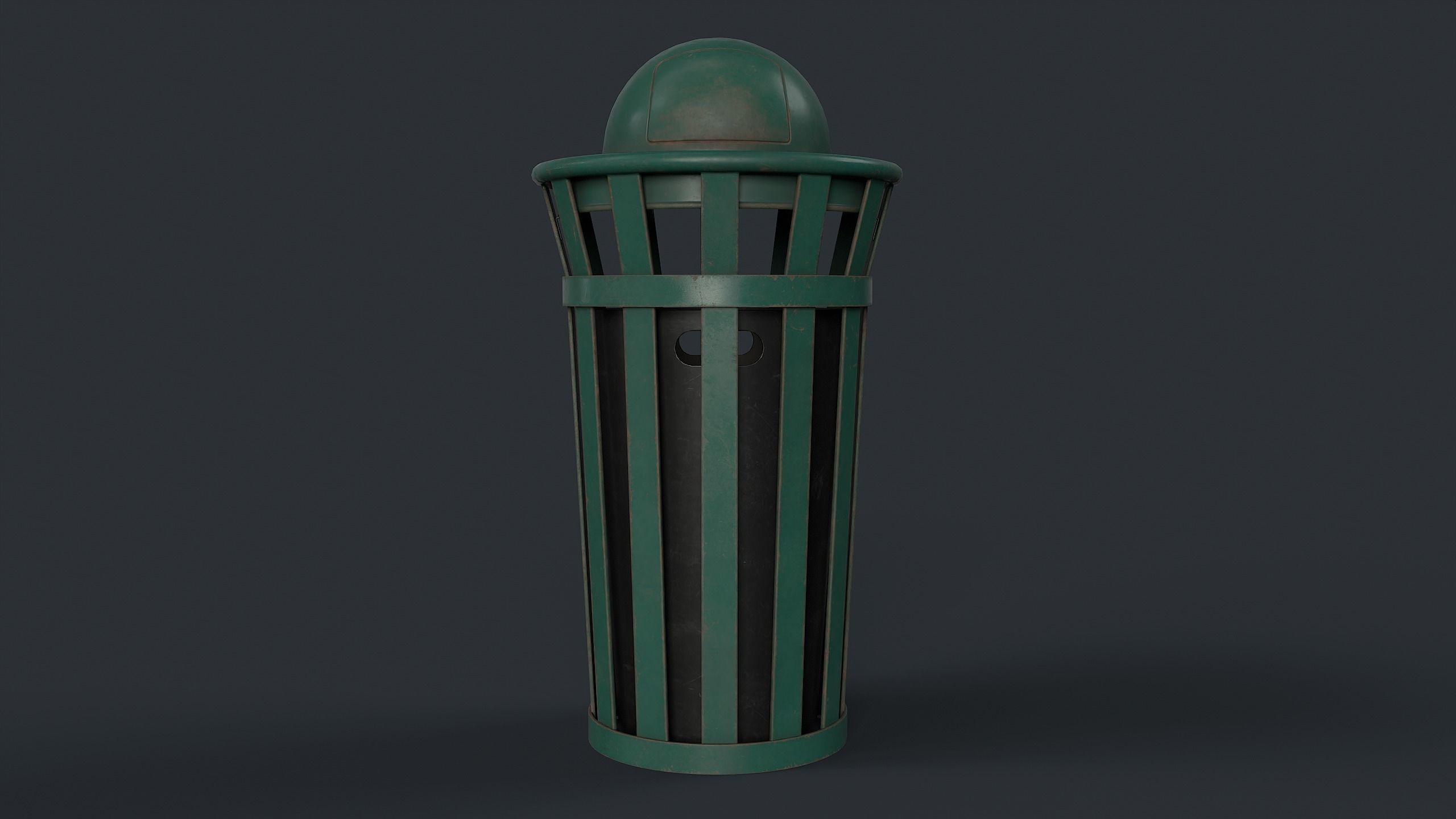 Street Trash Can 8 PBR Game Ready Low-poly 3D model_7