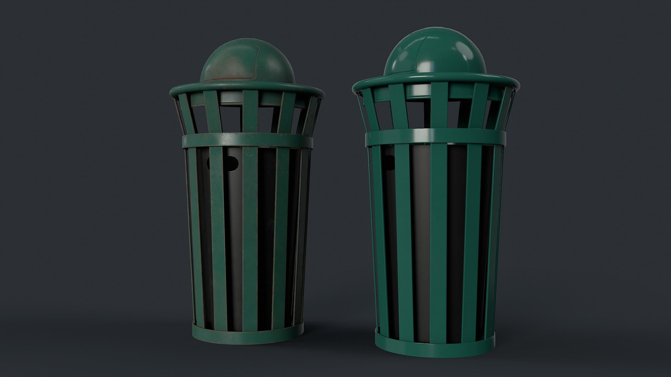 Street Trash Can 8 PBR Game Ready Low-poly 3D model_2