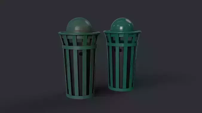 Street Trash Can 8 PBR Game Ready Low-poly 3D model