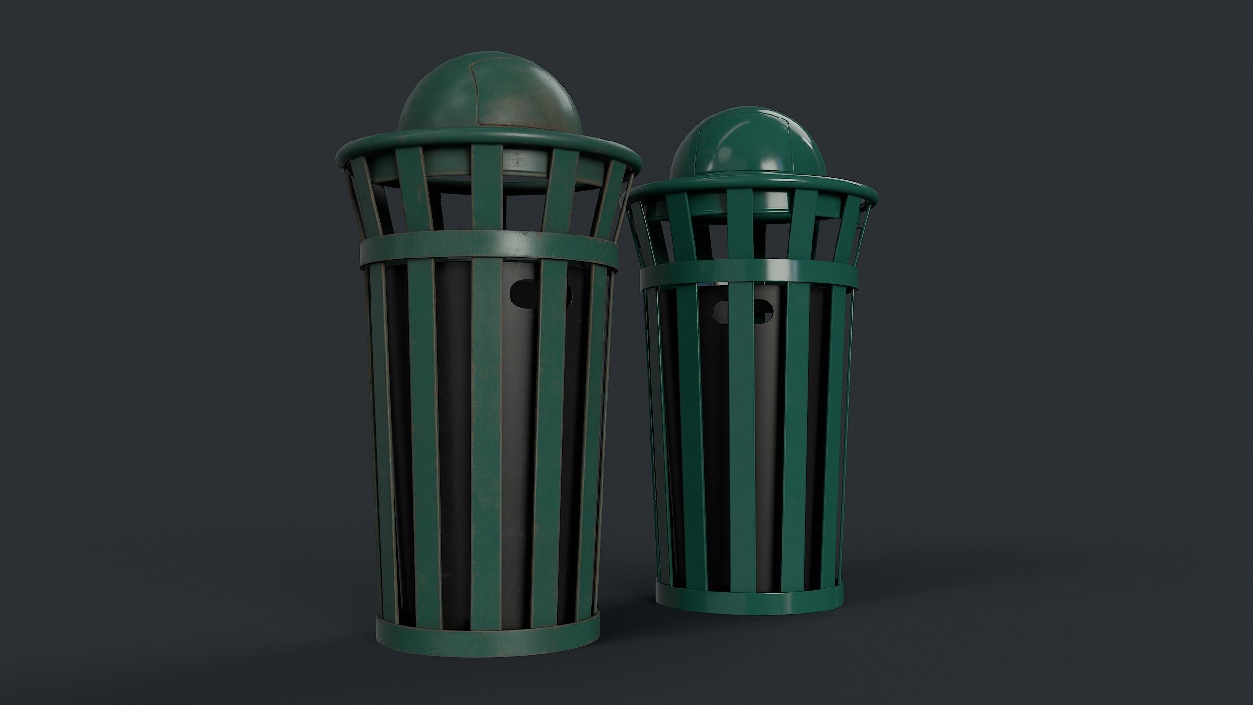Street Trash Can 8 PBR Game Ready Low-poly 3D model_3