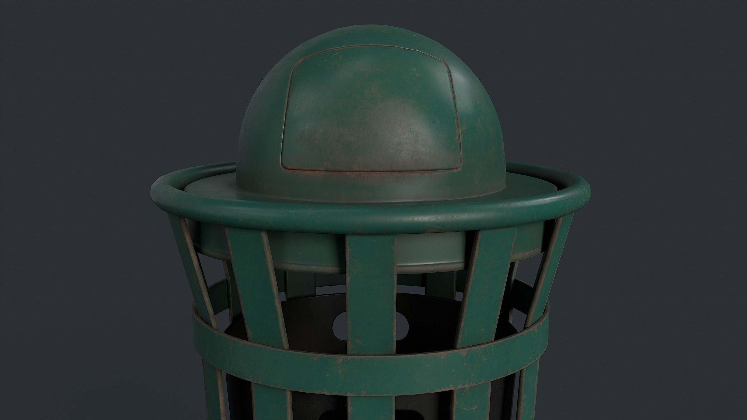 Street Trash Can 8 PBR Game Ready Low-poly 3D model_10