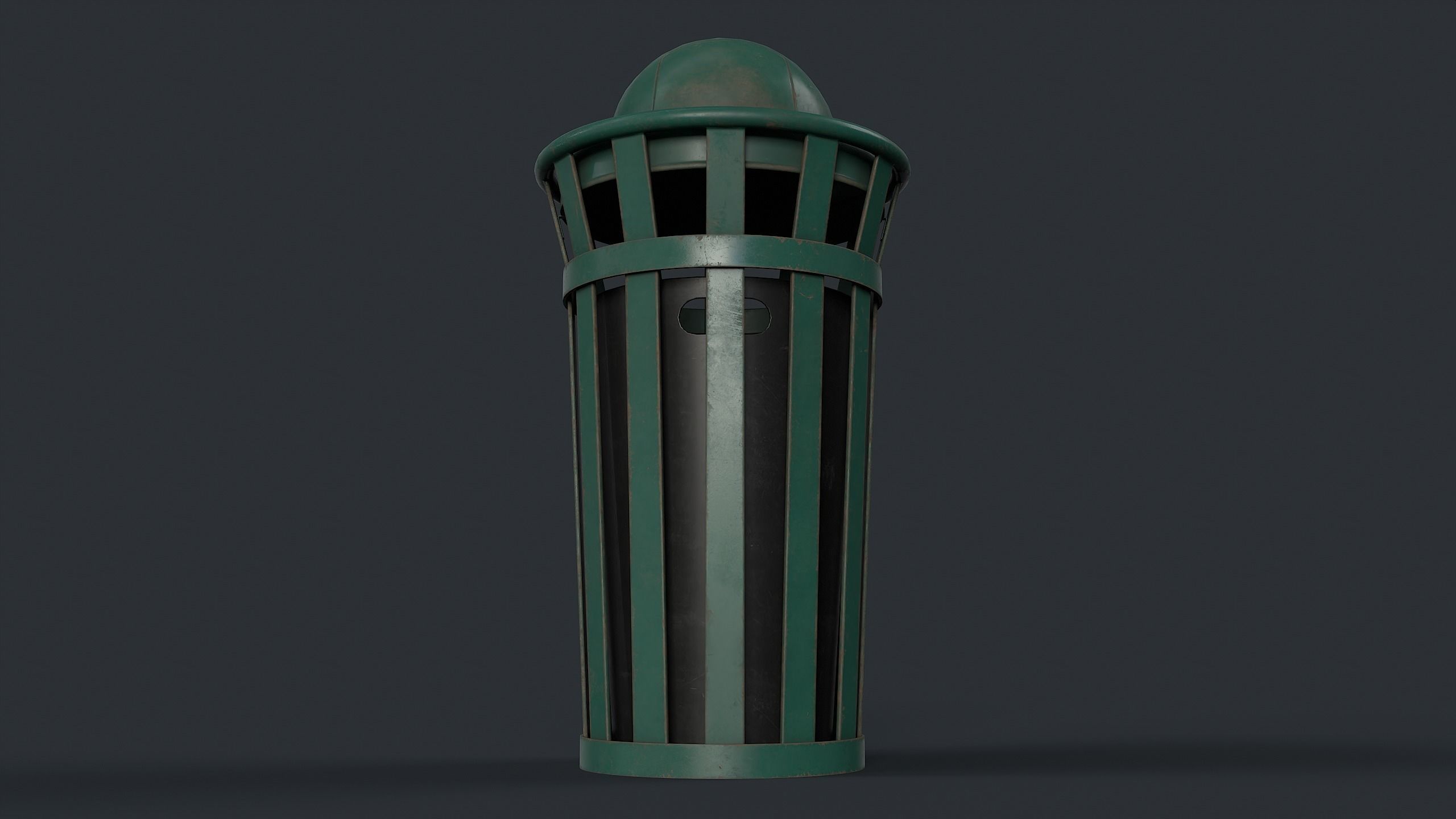 Street Trash Can 8 PBR Game Ready Low-poly 3D model_9