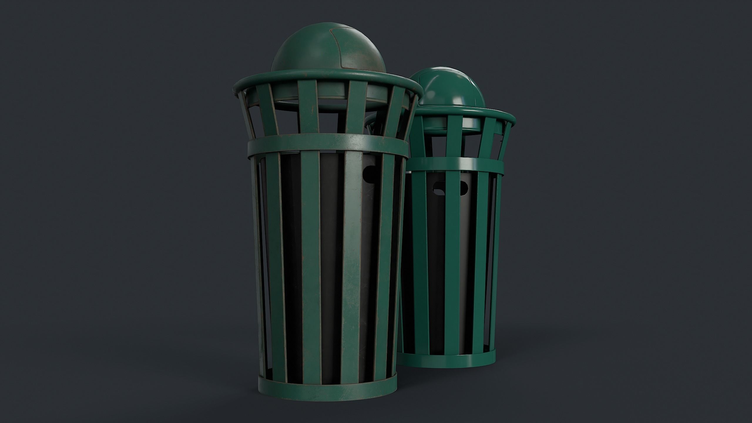 Street Trash Can 8 PBR Game Ready Low-poly 3D model_6
