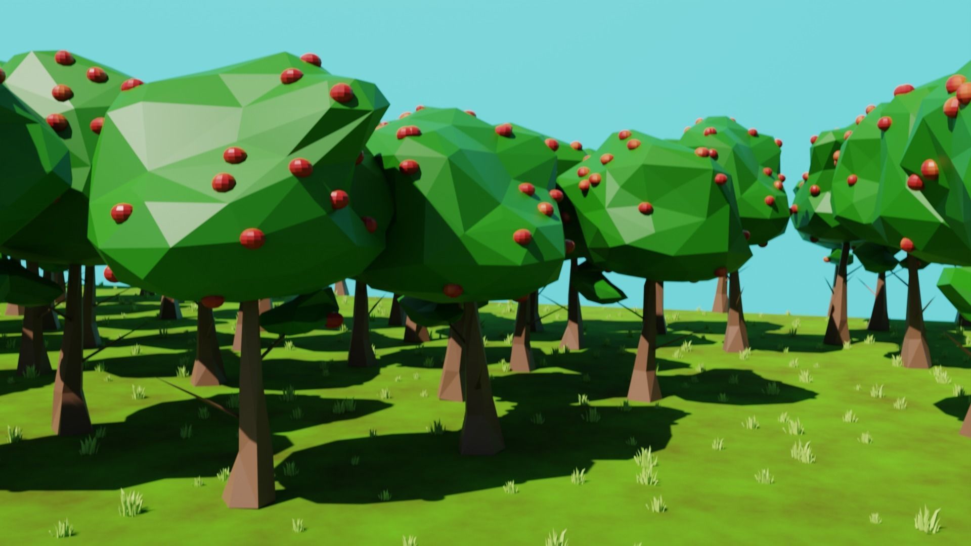 Forest Apple tree Environment Fully Procedural Free low-poly 3D model_4
